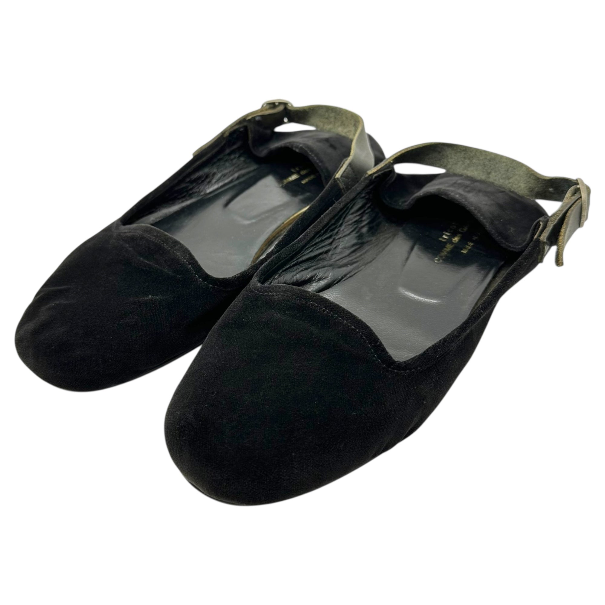 tricot COMME des GARCONS(トリココムデギャルソン) Velour Leather Strap Flat Shoes ベロア レザー ストラップ フラット シューズ S(23cm~23.5cm程度) ブラック パンプス