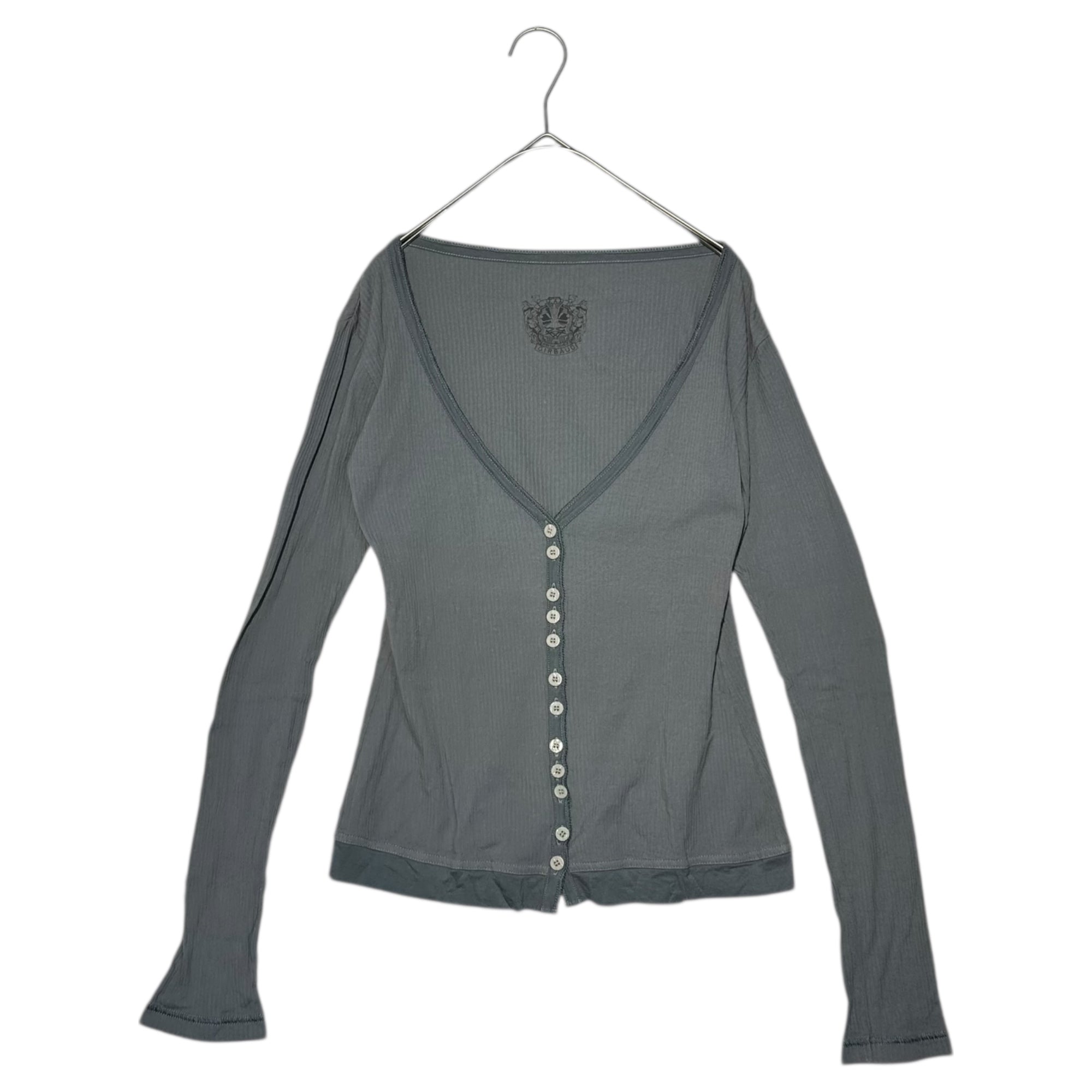 MARITHE FRANCOIS GIRBAUD(マリテフランソワジルボー) 00's V-neck Ribbed Cardigan Vネック リブ カーディガン F5-6736 S グレー Y2K