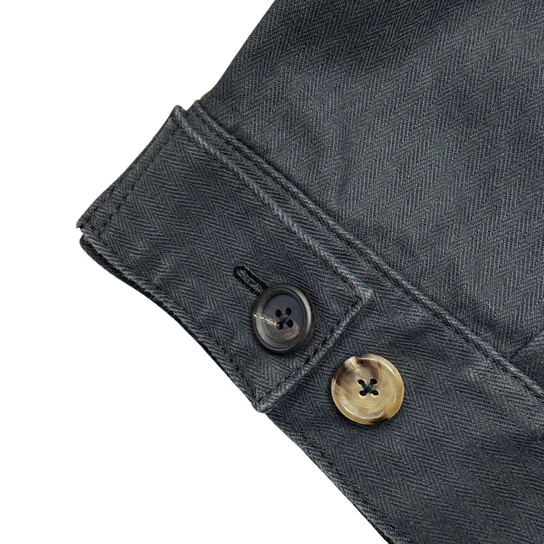 REMAKE(個人製作品) Vintage Herringbone Fabric 2nd Type JKT ヴィンテージヘリンボーン生地 セカンド トラッカー ジャケット 表記無(XL程度) ブラック ユーロ生地、ボタン、糸使用