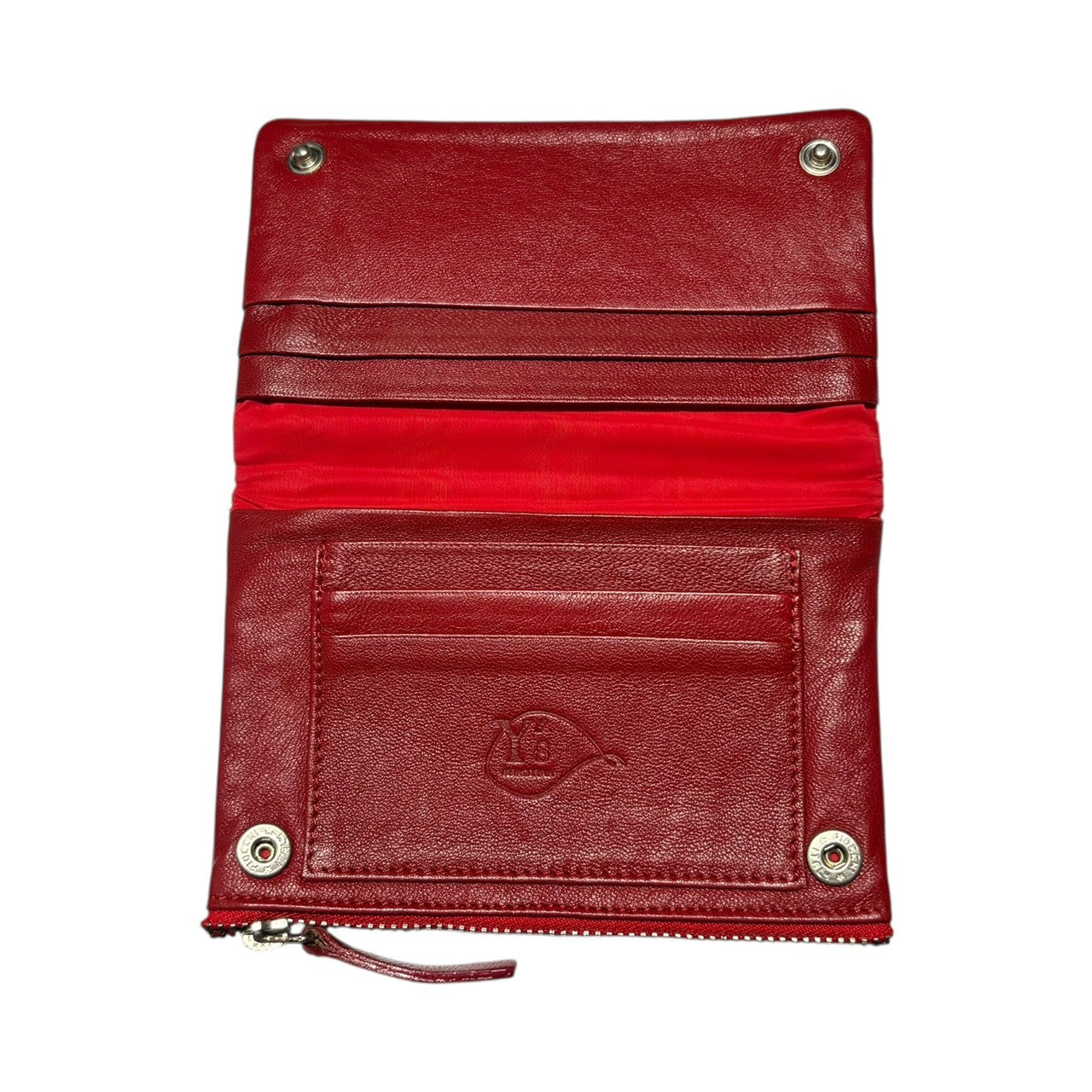 Y's(ワイズ) Double Zip lamb Leather Wallet ダブル ジップ ラム レザー ウォレット レッド 二つ折り財布