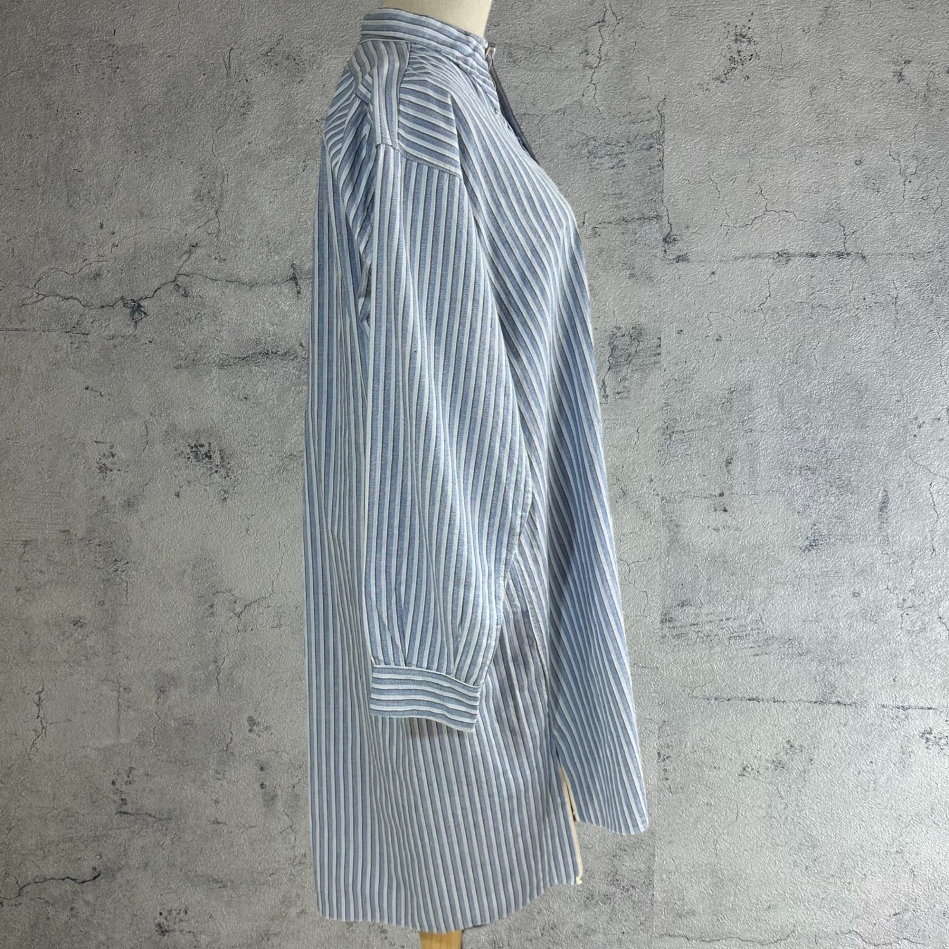 Euro vintage(ヨーロッパヴィンテージ) 30's French Vintage Striped Smock Shirt 30年代 フレンチ ヴィンテージ ストライプ スモック シャツ 110(L～XL相当) ブルー