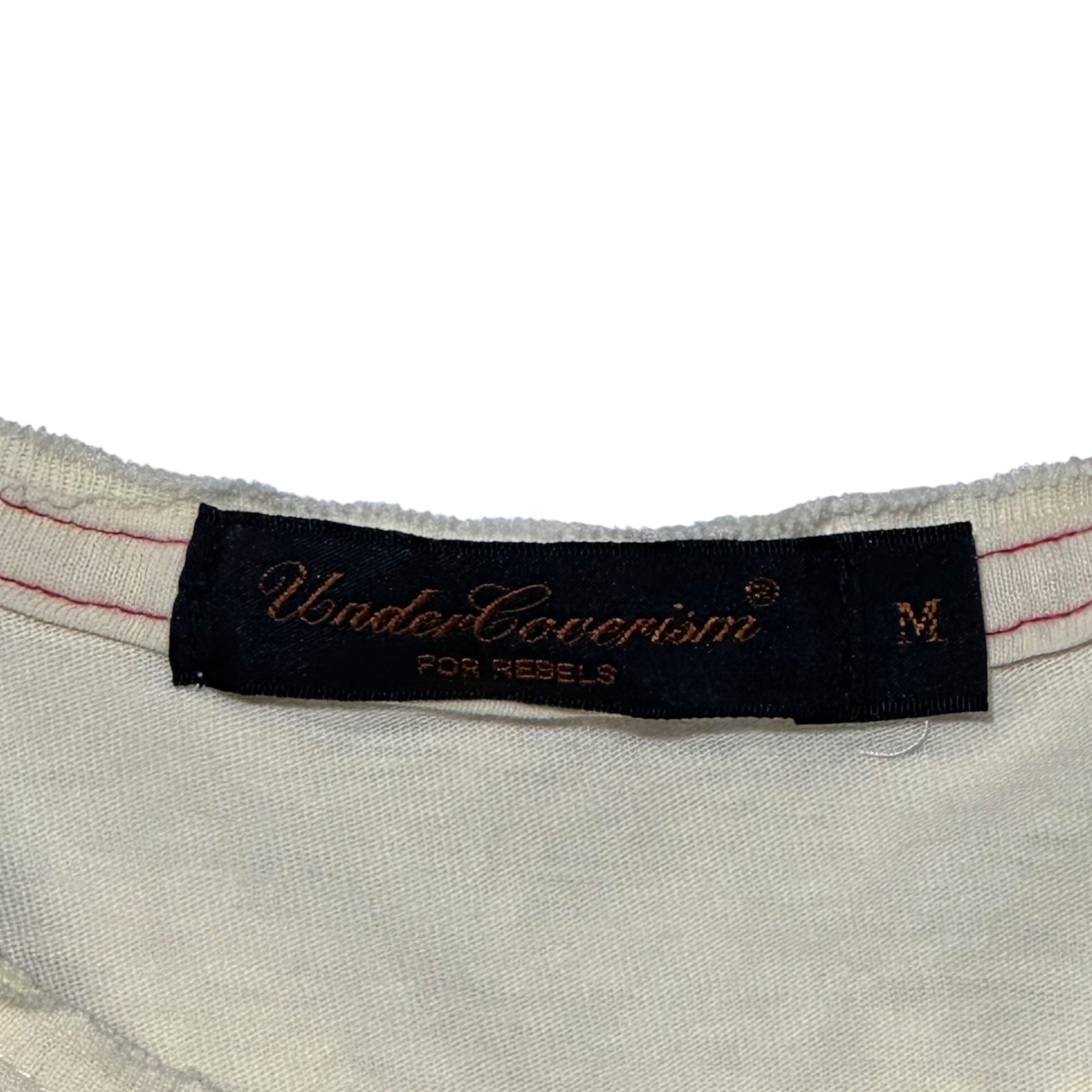 UNDERCOVERISM(アンダーカバイズム) 03SS Scab Distressed Finish Center GIZ Pattern Crew Neck T-Shirt ダメージ加工 センター GIZ 柄 クルーネック Tシャツ M アイボリー×レッド