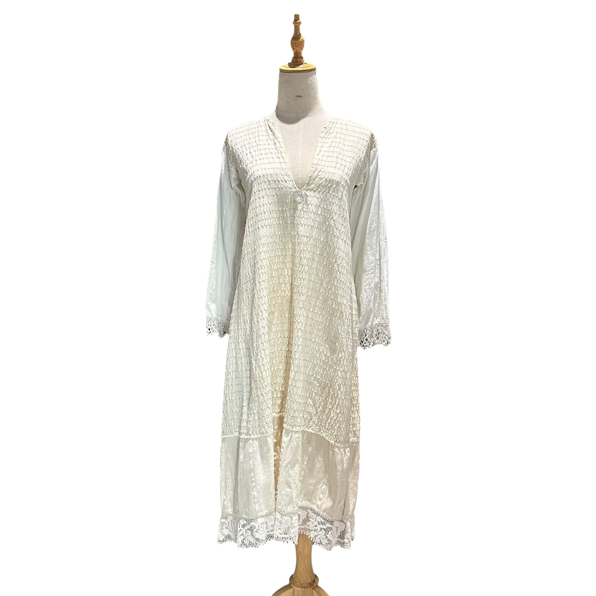 USED(ユーズド) Lace decoration border dress レース 装飾 ボーダー ワンピース FREE アイボリー