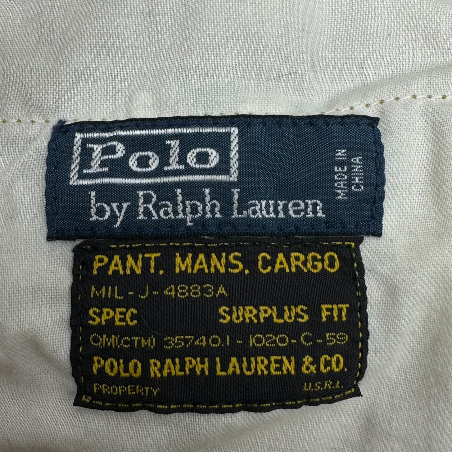 POLO RALPH LAUREN(ポロラルフローレン) 90's military cargo parachute pants 90年代 ミリタリー カーゴ パラシュート パンツ 35740.1-1020-C-59 32/32 ベージュ