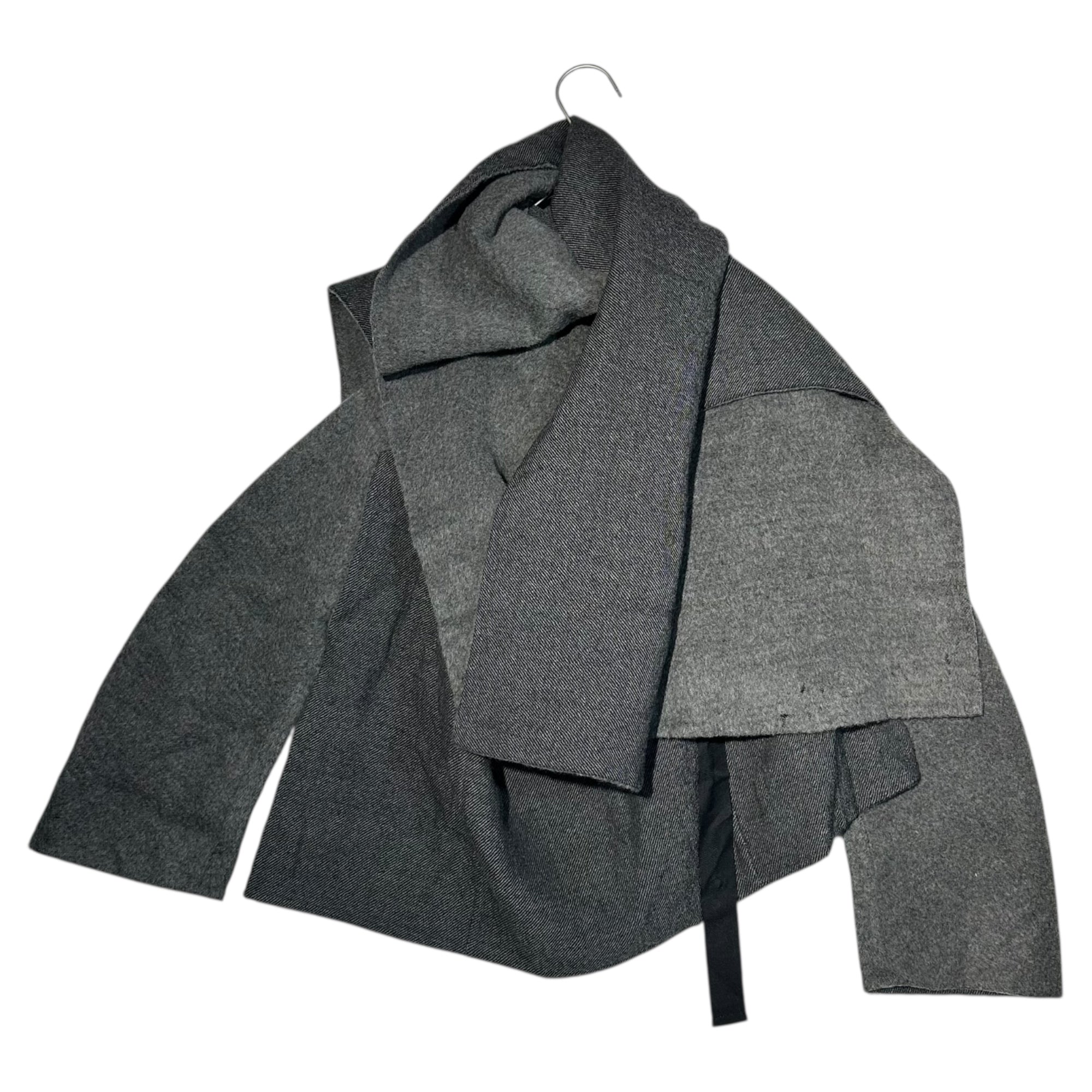 YOHJI YAMAMOTO(ヨウジヤマモト) 90's Long-sleeved wool pullover with scarf  90年代 マフラー付 長袖 ウール プルオーバー  FI-J31-109 S グレー