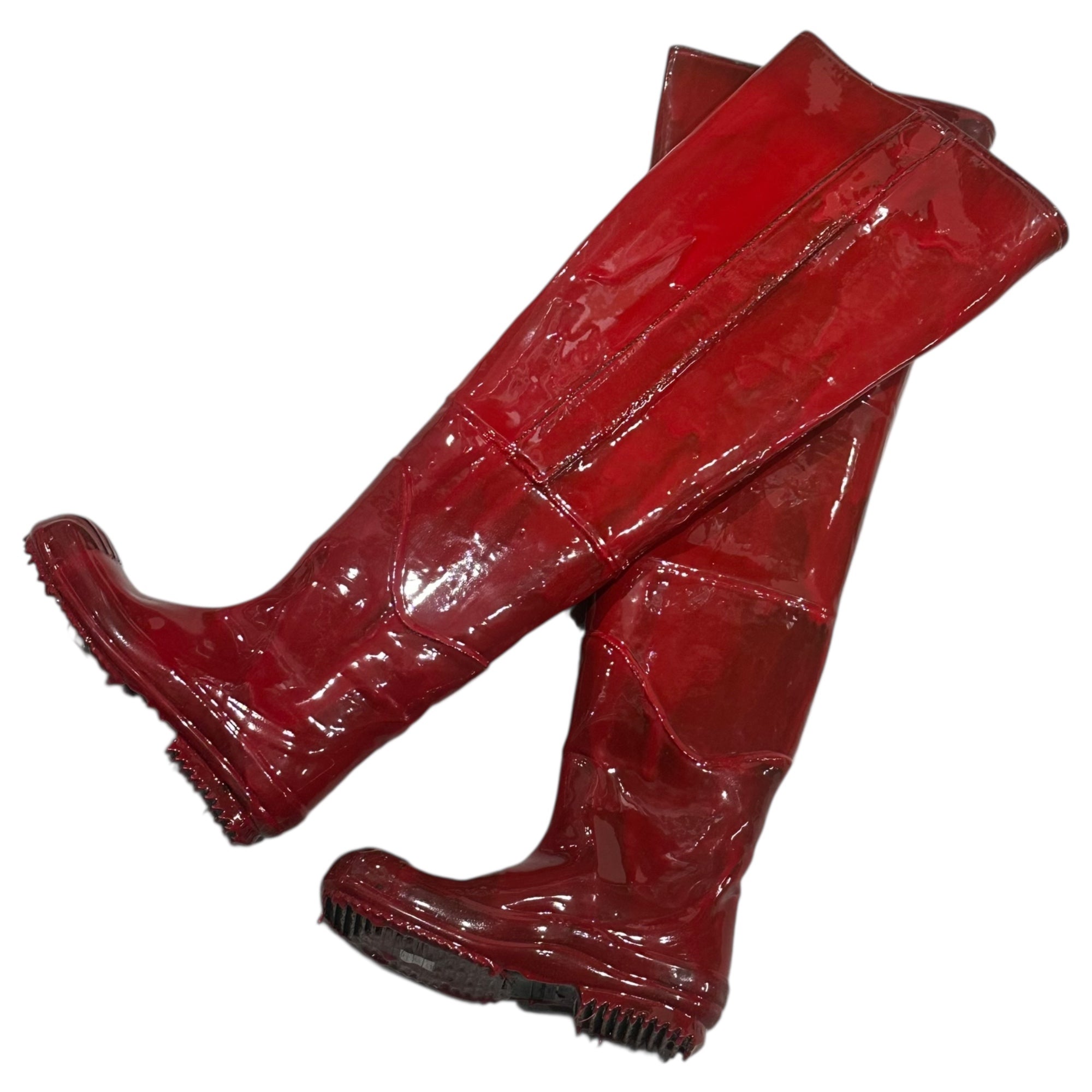 MAISON MARGIELA(メゾンマルジェラ) 22SS Rubber Thigh-High ペンキ加工 ラバー ニーハイ ロング ブーツ S97WW0058 39(24.5cm程度) レッド レイン