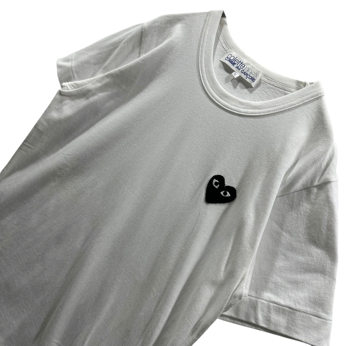 colette meets COMME des GARCONS(コレットミーツ コムデギャルソン) 2004AW Heart Logo Crew Neck T-Shirt ハートロゴ クルーネック Tシャツ IN-T601 M ホワイト×ブラック AD2004