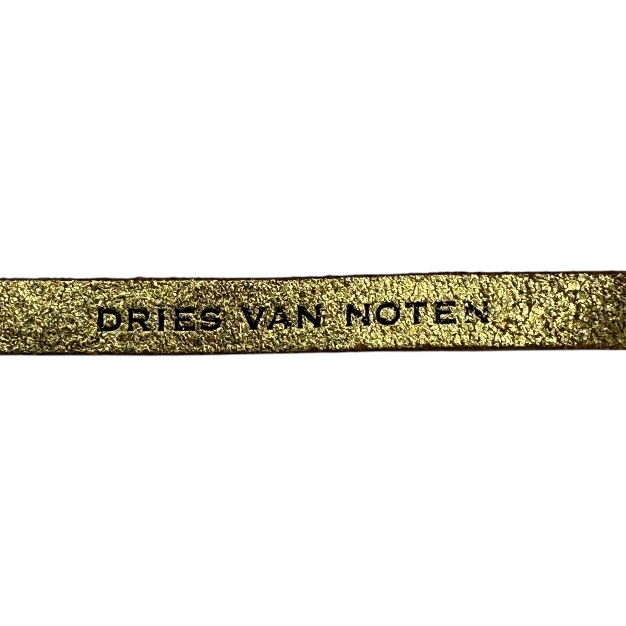 DRIES VAN NOTEN(ドリスヴァンノッテン) Gold lame leather narrow belt ゴールドラメ レザー ナロー ベルト 85 ブラウン×ゴールド