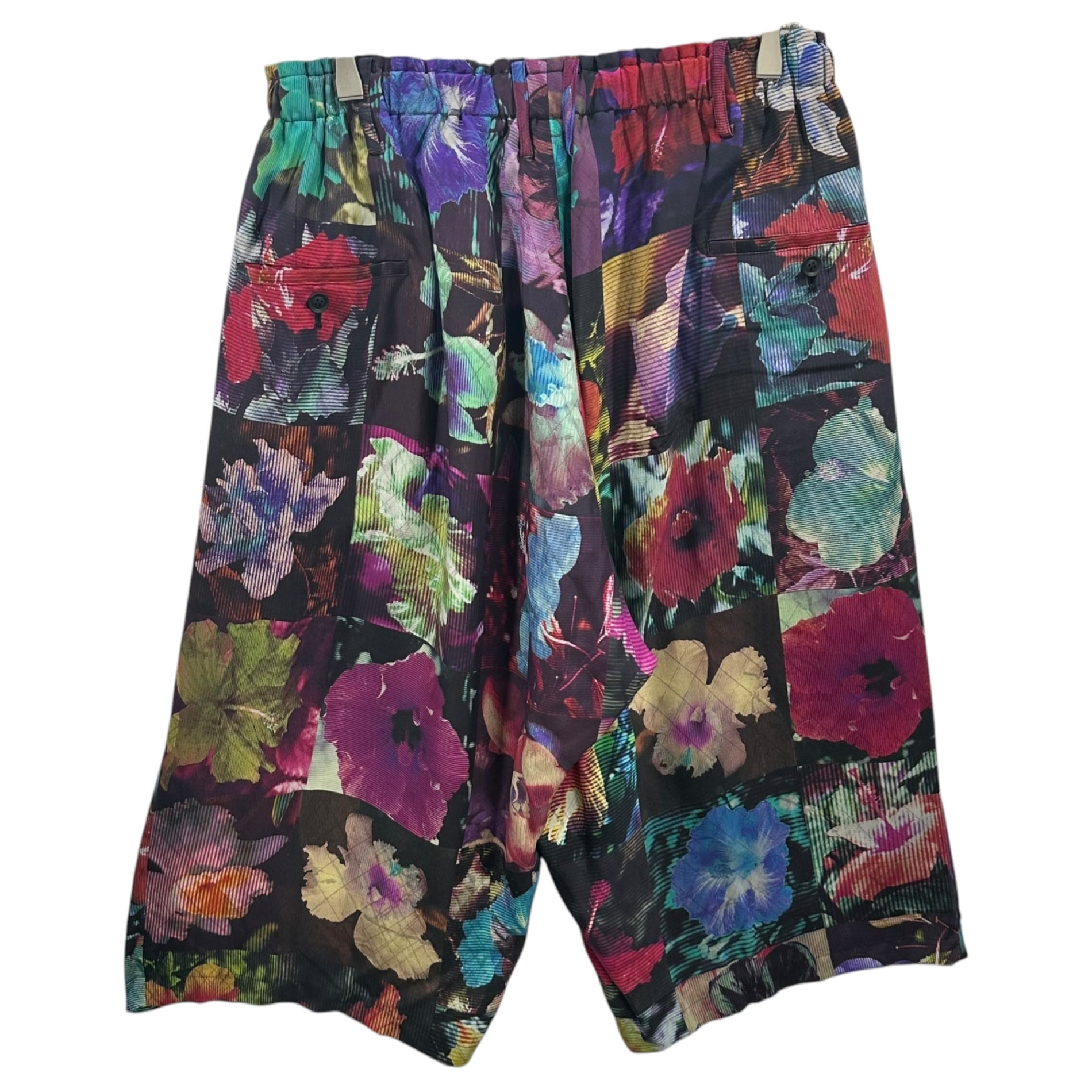 YOHJI YAMAMOTO POUR HOMME(ヨウジヤマモトプールオム) 2022SS Floral-Encyclopedia Long Jacket & Pants Setup 花図鑑 ロング シルク ジャケット パンツ セットアップ JKT：HG-J52-435 PT：HG-P98-435 JKT:3 PT:2 マルチカラー 折フラップ サルエル セットアップ販売 22SS コレクション着用アイテム