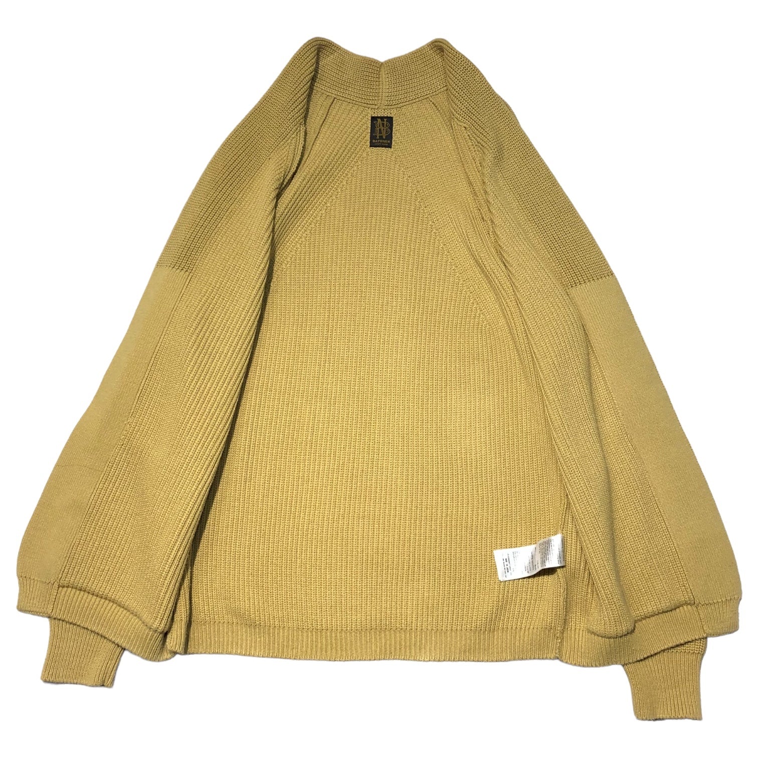 BATONER(バトナー) buttonless cardigan ボタンレス カーディガン BN-19SM-004 1(S程度) イエロー コットン