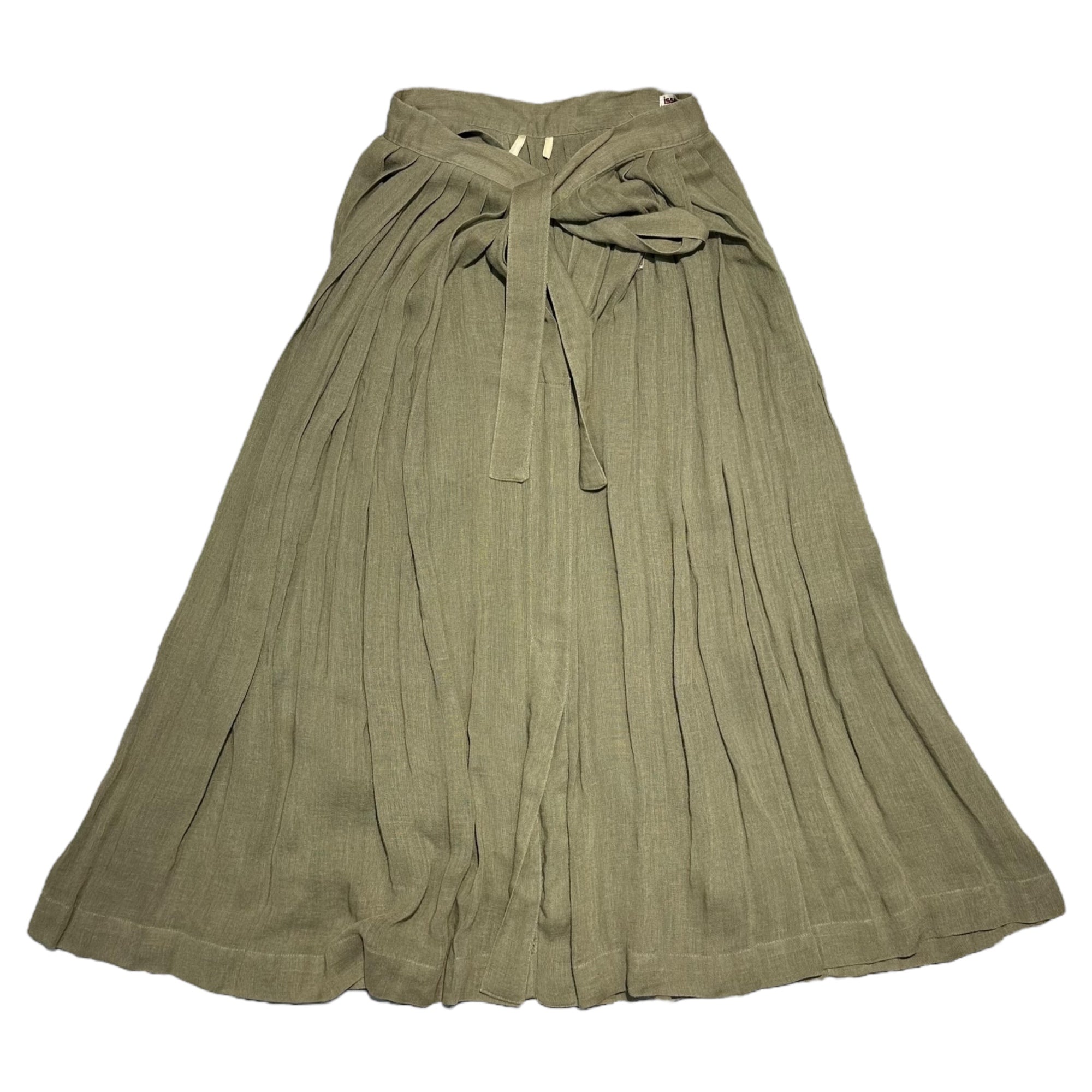 ISSEY MIYAKE(イッセイミヤケ) 70's Vintage Pleated Long Wrap Skirt 70年代 ヴィンテージ プリーツ 巻き スカート JL52039 9号(M~L程度) ベージュ 初期 筆タグ