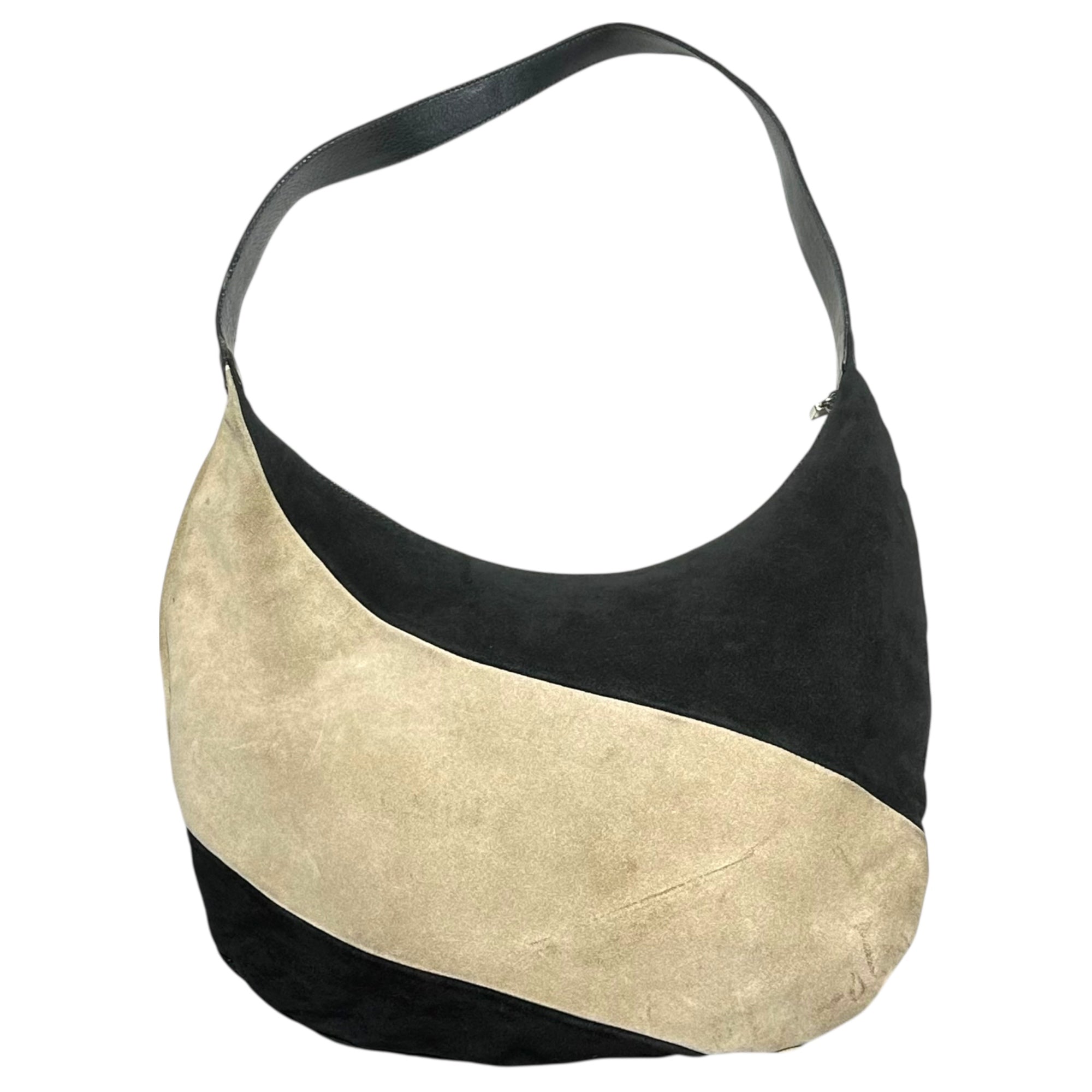 FURLA(フルラ) 00's Two-Tone Suede Leather One-Shoulder Bag ツートン スウェード レザー ワンショルダー バッグ ブラック×ベージュ