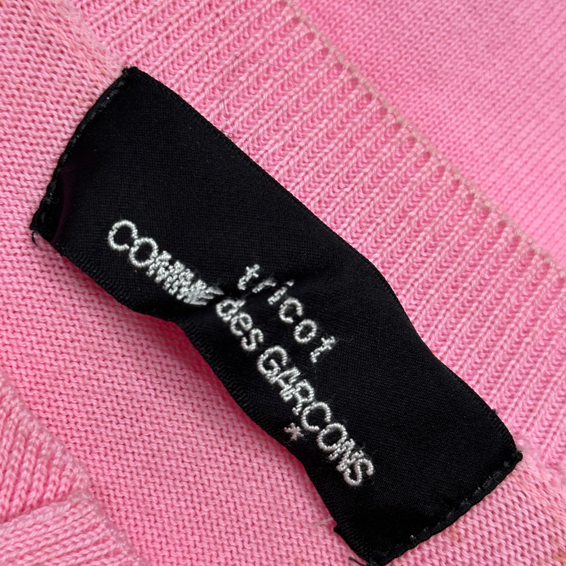 tricot COMME des GARCONS(トリココムデギャルソン) 2003SS Pearl-Effect Button Cotton Knit Cardigan パール調ボタン コットンニット カーディガン TI-N014 FREE ピンク AD2002