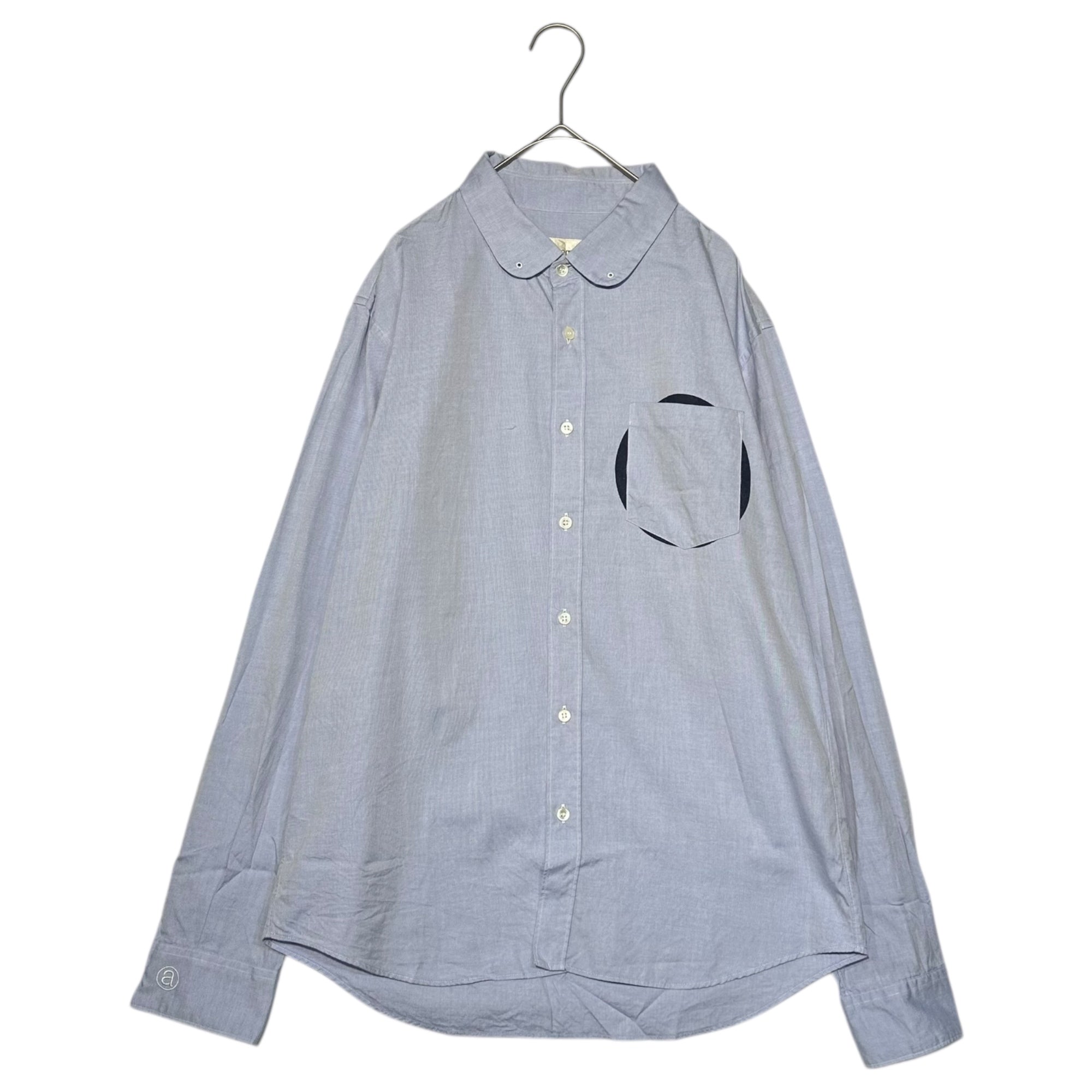 assemble a.k.a AFFA(アッセンブルエーケーエーエーエフエフエー) Striped Round-Neck L/S Shirt ストライプ 丸襟 長袖 シャツ AFH4401-2 M ブルー×ネイビー