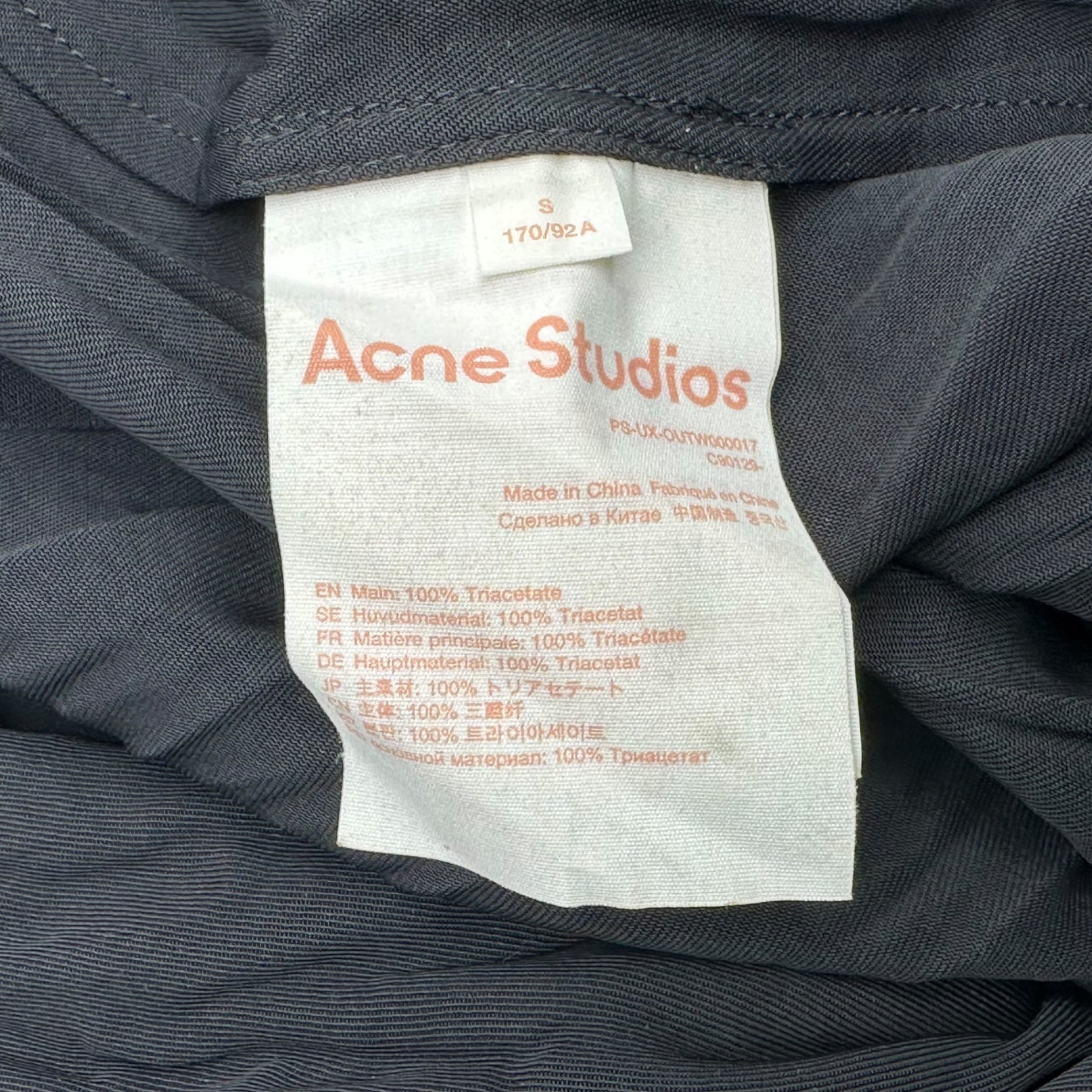 Acne Studios(アクネストゥディオズ) Satin Double-breasted Jacket サテン プリーツ ダブル テーラード ジャケット PS-UX-OUTW000017 S ブラック