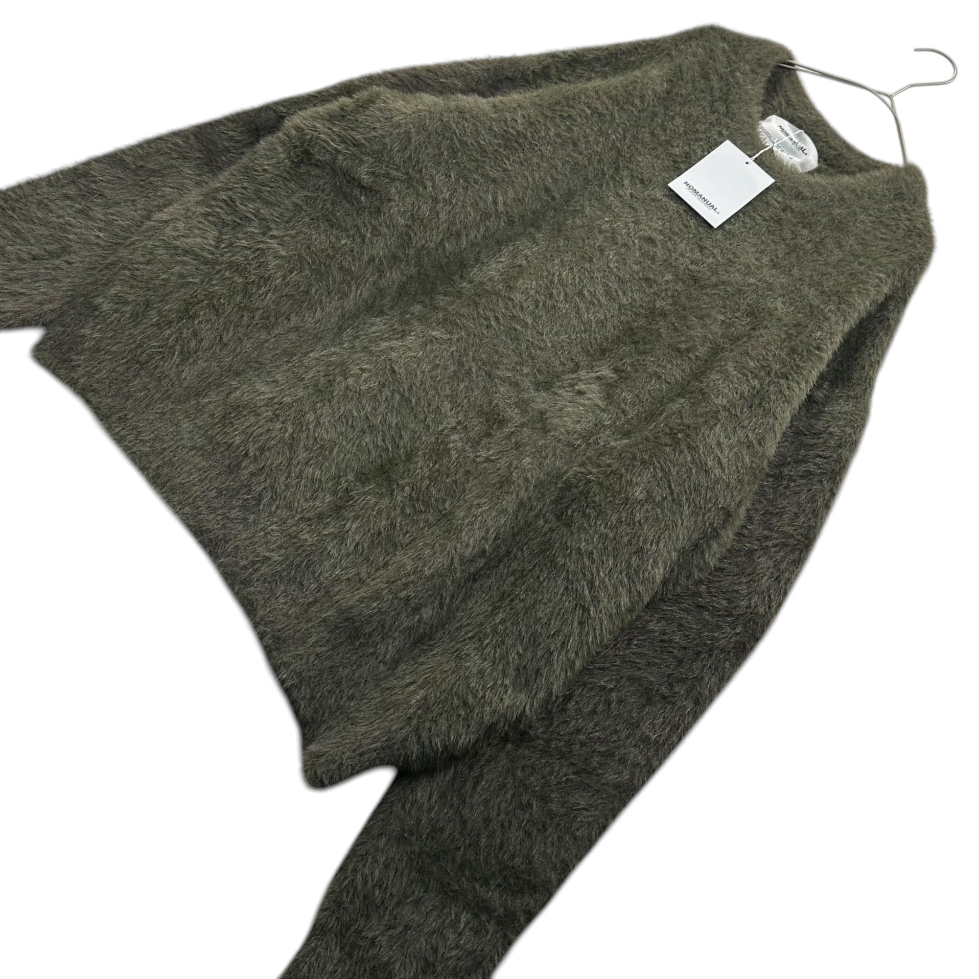 NOMANUAL(ノーマニュアル) CROPPED HAIRY KNIT クロップドヘアリー長袖ニット 4571654523888 L カーキ