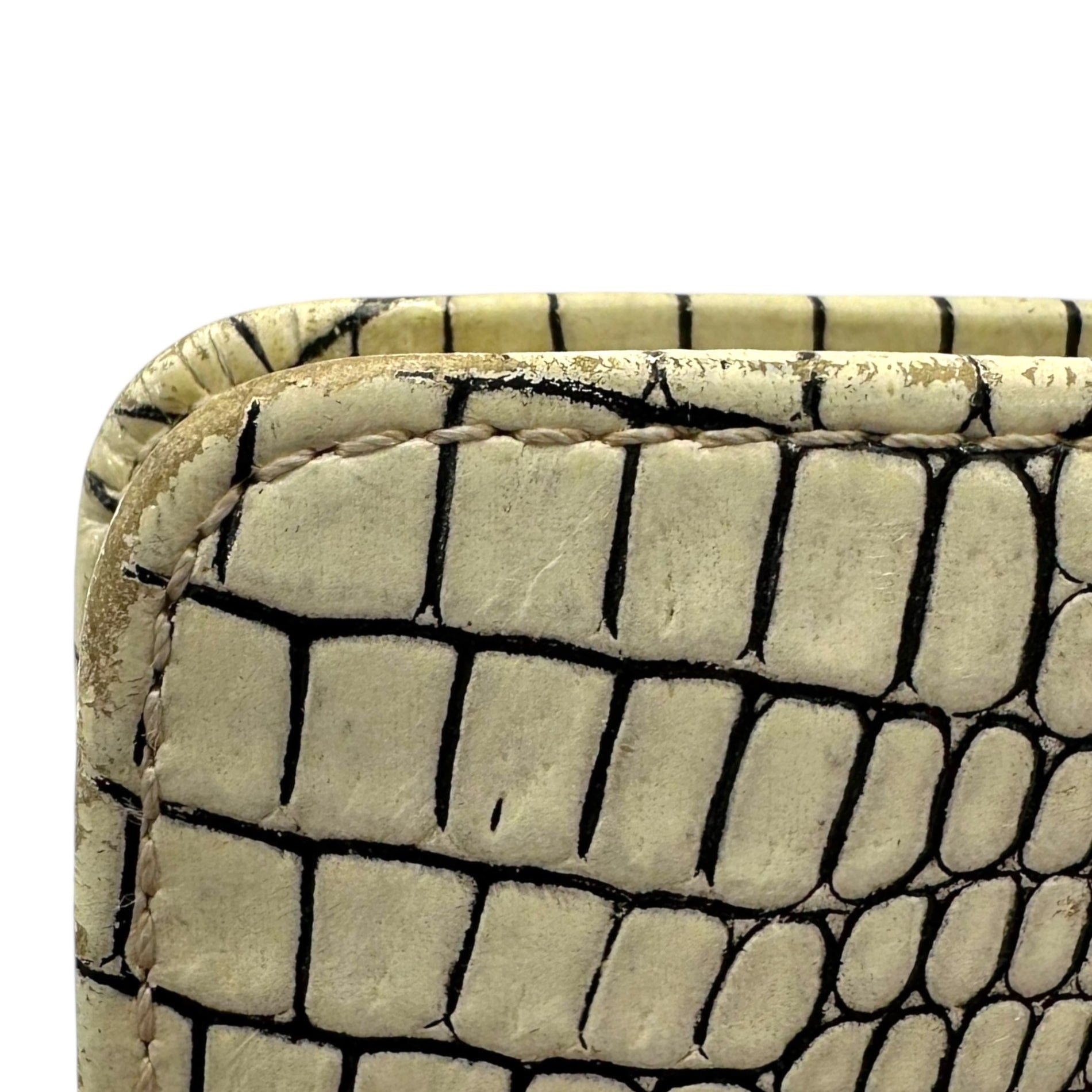 COMME des GARCONS(コムデギャルソン) Crocodile-Embossed Leather Round Zip Wallet クロコ型押し レザー ラウンド ジップ ウォレット ホワイト 2折り財布