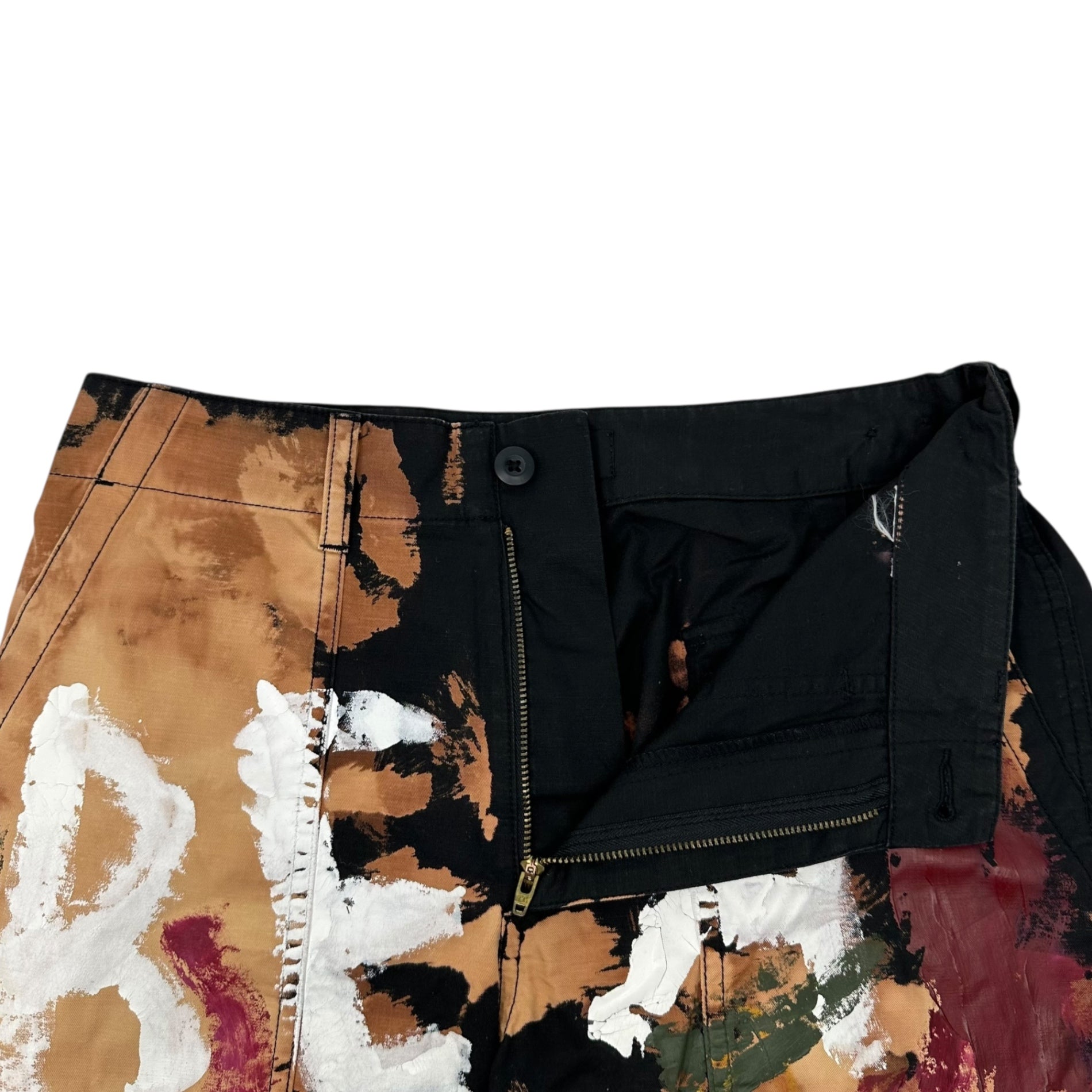 guernika(ゲルニカ) Painted Processed Tapered Baker Pants ペイント 加工 テーパード ベイカー パンツ ブラック×ブラウン 品質表示タグ切り取り