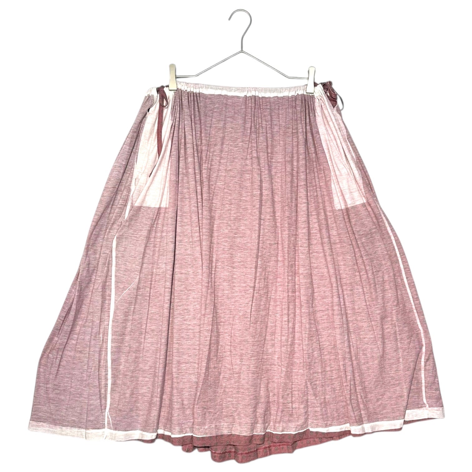 Y's(ワイズ) Inside-Out Gathered Skirt with Small Pattern インサイドアウト 小紋柄 ギャザー スカート YX-T57-972 3 レッド