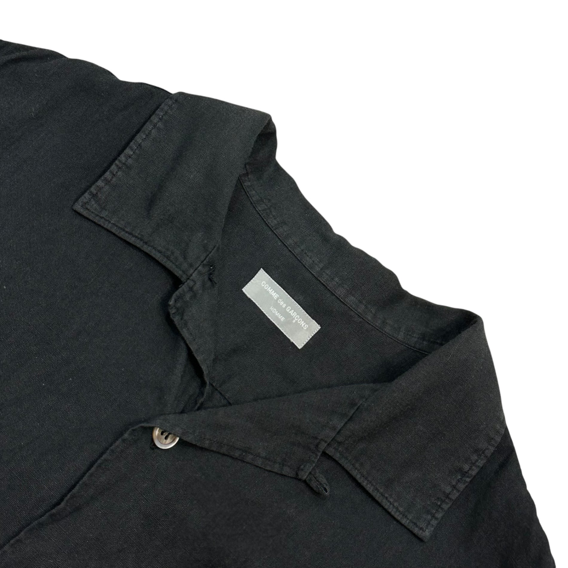 COMME des GARCONS HOMME(コムデギャルソンオム) 90's Linen Open-Collar S/S Shirt リネン オープンカラー 半袖 シャツ 表記無(ML程度) ブラック