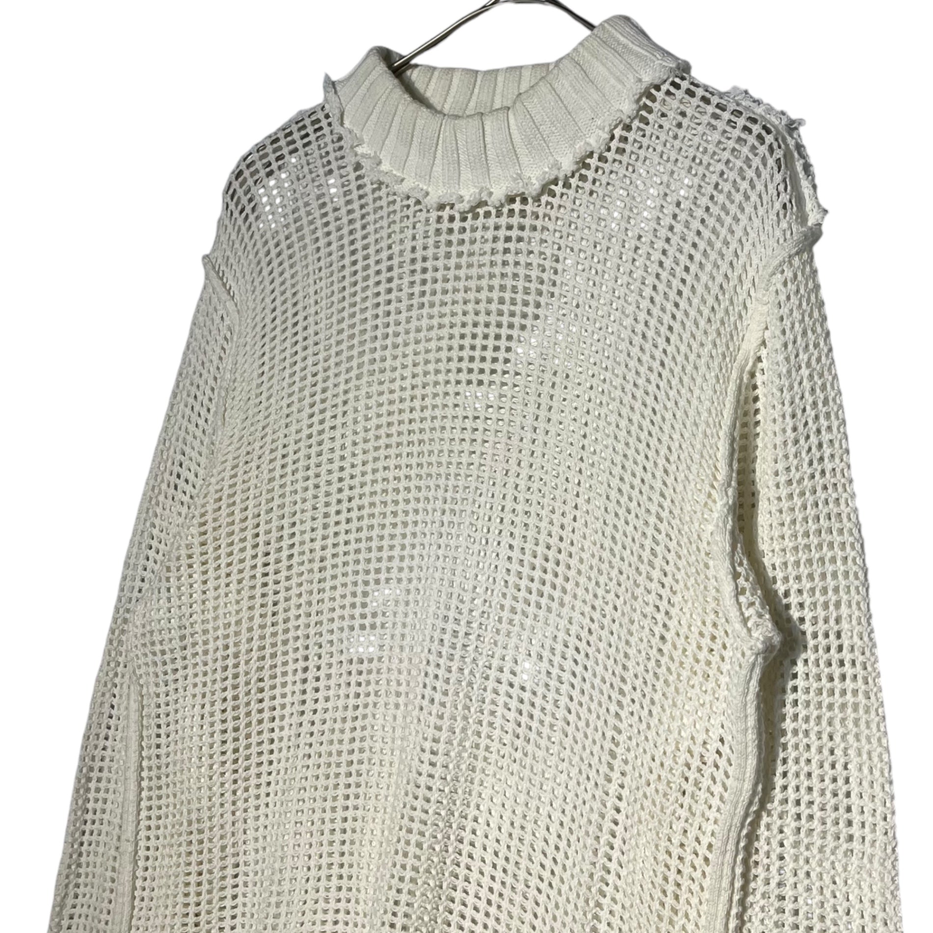 DOLCE&GABBANA(ドルチェ&ガッバーナドルガバ) Inside Out High Neck Mesh Knit インサイドアウト ハイネック メッシュ ニット クロシェニット VK060 44(S程度) ホワイト