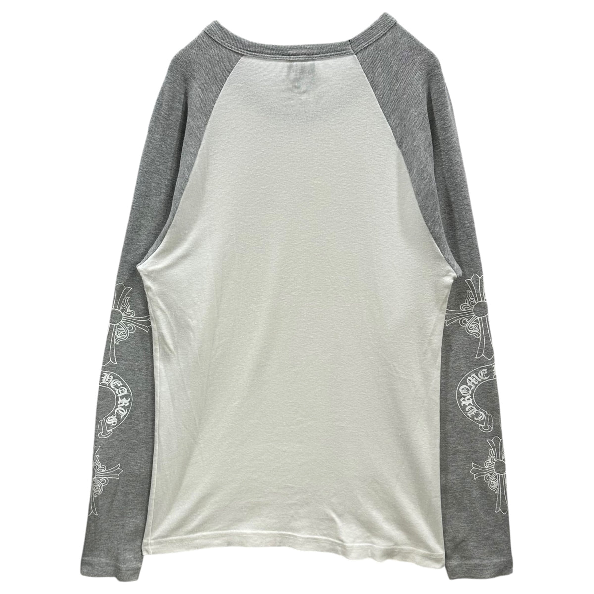 CHROME HEARTS(クロムハーツ) Old Neck Logo Sleeve Print L/S T-Shirt オールド ネック ロゴ アームプリント 長袖 カットソー M ホワイト×グレー ロンT