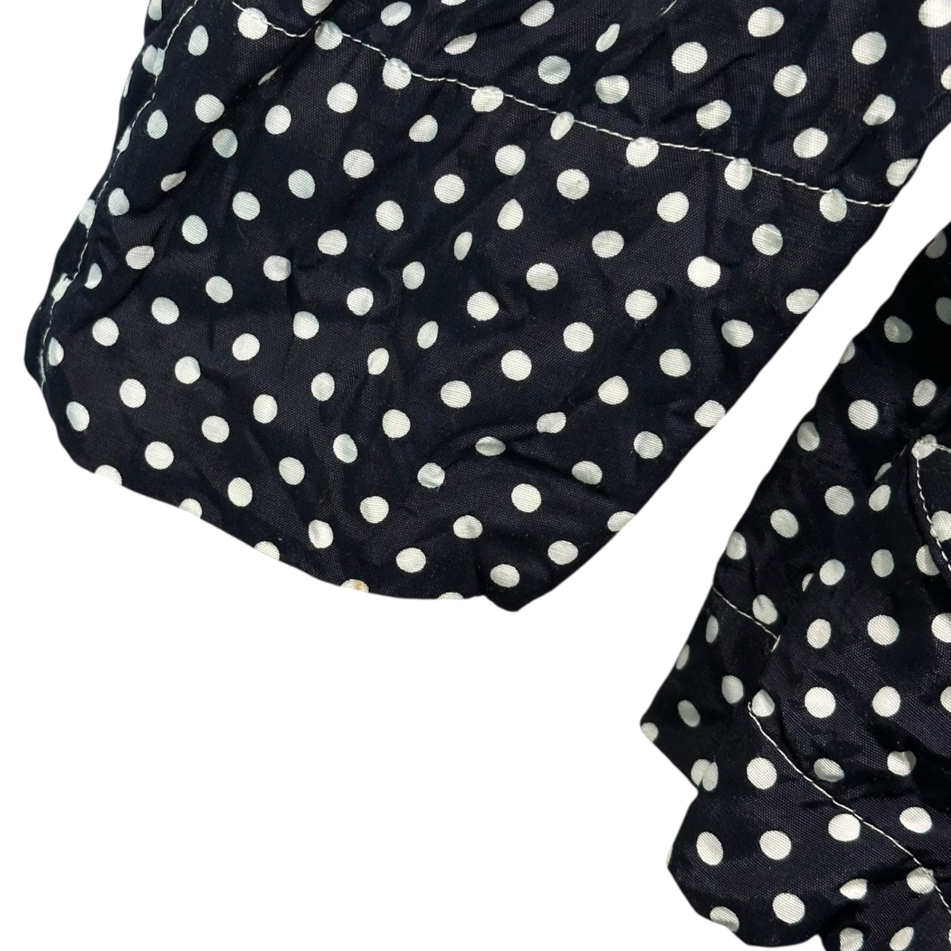 tricot COMME des GARCONS(トリココムデギャルソン) 11SS Rayon Cupro Blend Dot Pattern Large Button Blouse レーヨン キュプラ 切替 ドット デカボタン ブラウス TG-J005 M ネイビー×ホワイト AD2010
