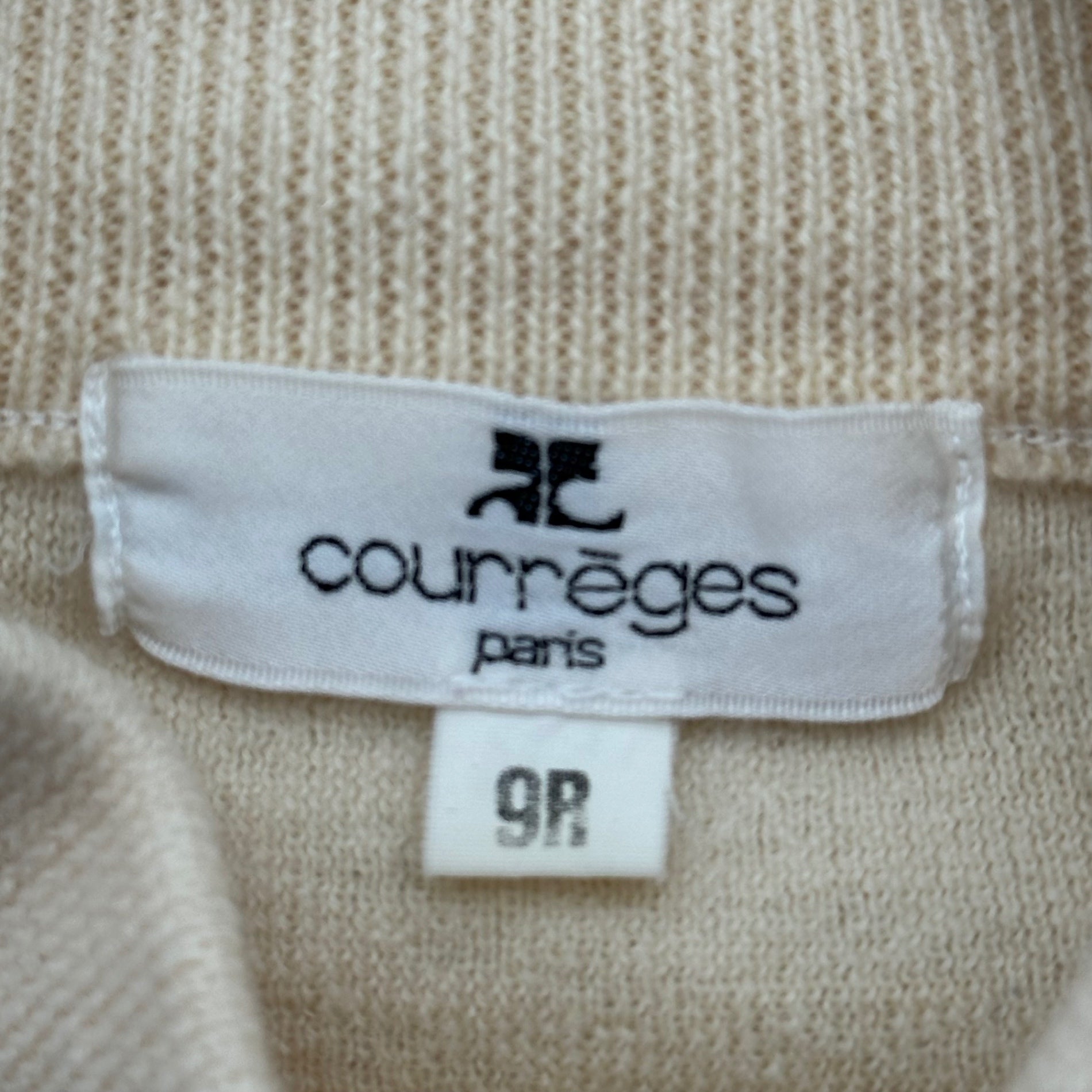 courreges(クレージュ) 80~90's High-neck Logo Wool Sweater 80~90年代 ハイネック ロゴ ウール ニット 9(M程度) ベージュ アーカイブ