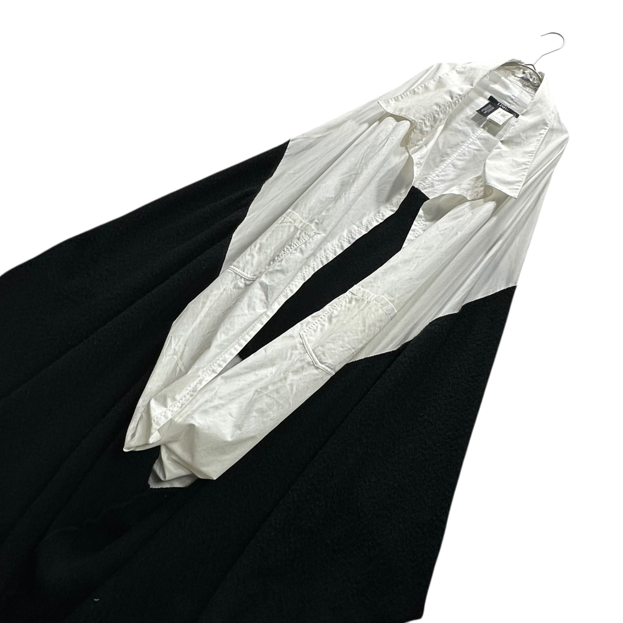 LIMI feu(リミフゥ) Shirt-Docked Knit Snood シャツ ドッキング ニット スヌード S ホワイト×ブラック