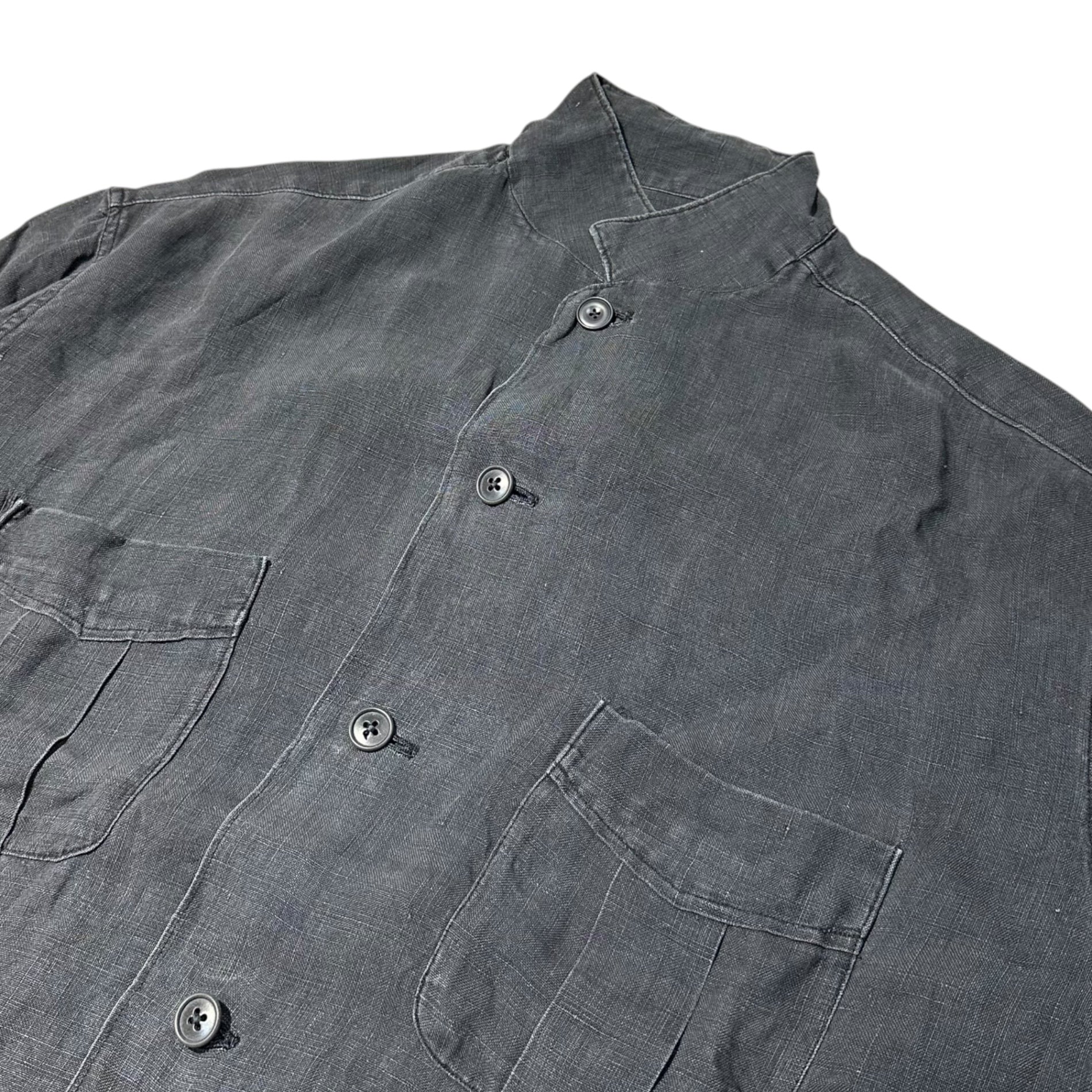 Y's for men(ワイズフォーメン) Early 80s Tag Linen Double Pocket Shirt Jacket 80年代 初期タグ リネン ダブル ポケット シャツ ジャケット MS-Y01-307 FREE(L程度) ブラック