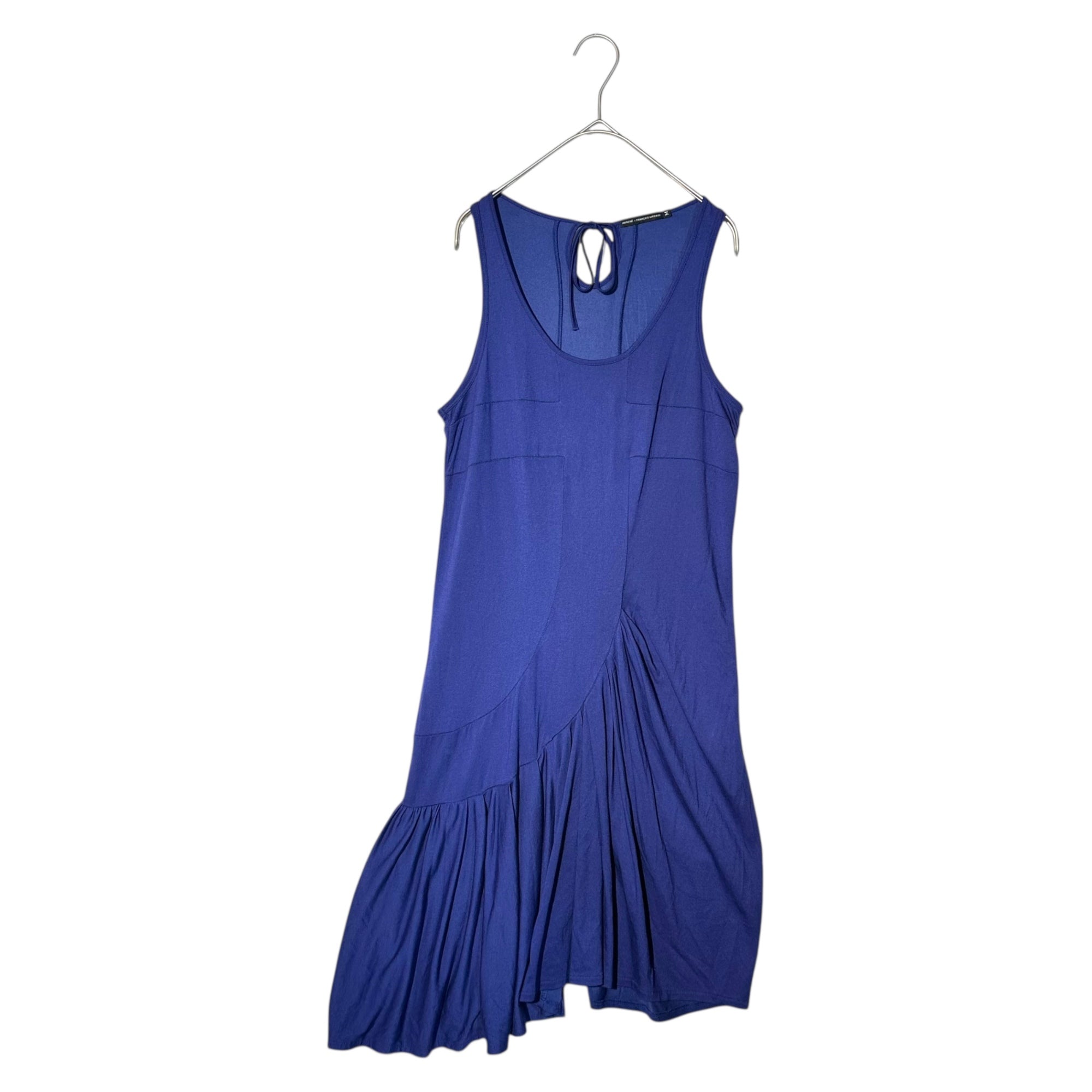 MARITHE FRANCOIS GIRBAUD(マリテフランソワジルボー) 00's Asymmetrical Gather Camisole Dress アシンメトリー ギャザー キャミソール ワンピース F6-9554 M ブルー Y2K ノースリーブ