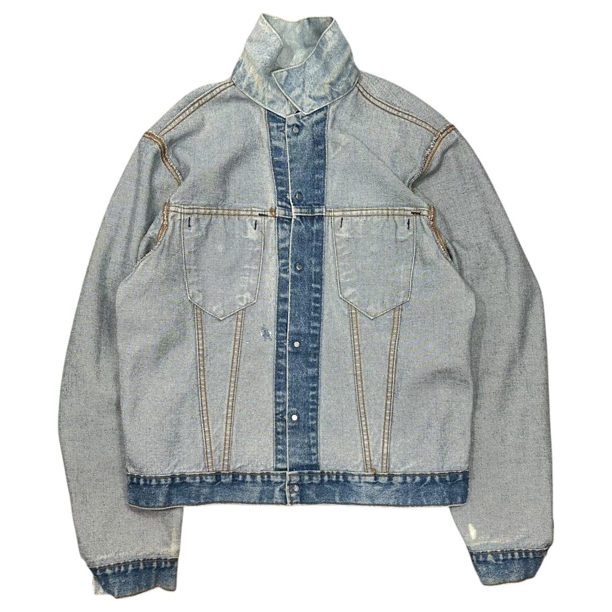 Maison Martin Margiela(メゾン マルタンマルジェラ) 2003SS Artisanal Waxed Denim Jacket アーティザナル ワックス デニム ジャケット 611B007002 M(XL程度) ライトインディゴ 00's ペンキ アーカイブ