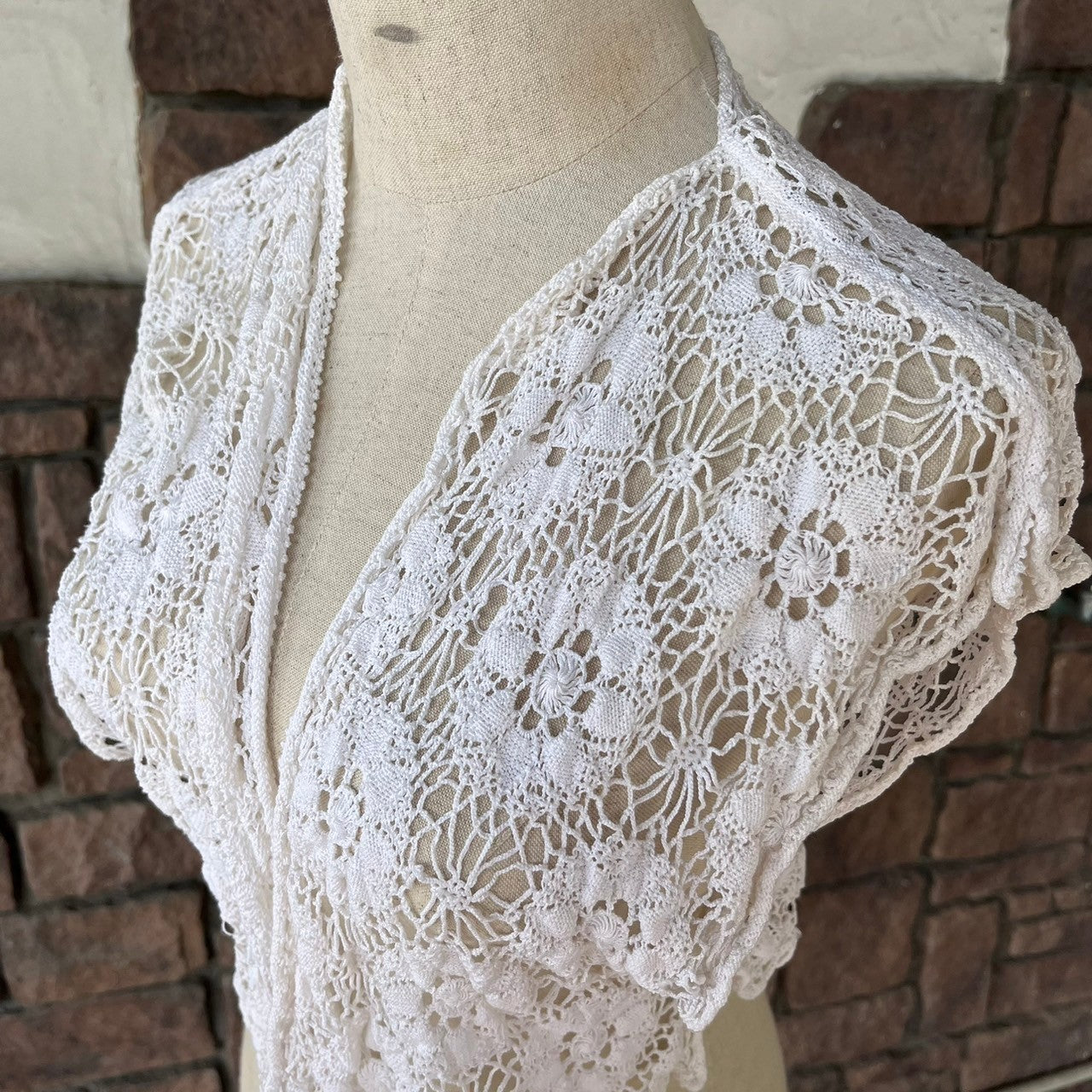 vintage(ヴィンテージ) 40’s~ lace stich short bolero レース編みのショートボレロ カーディガン 表記無し(Mサイズ程度) ホワイト