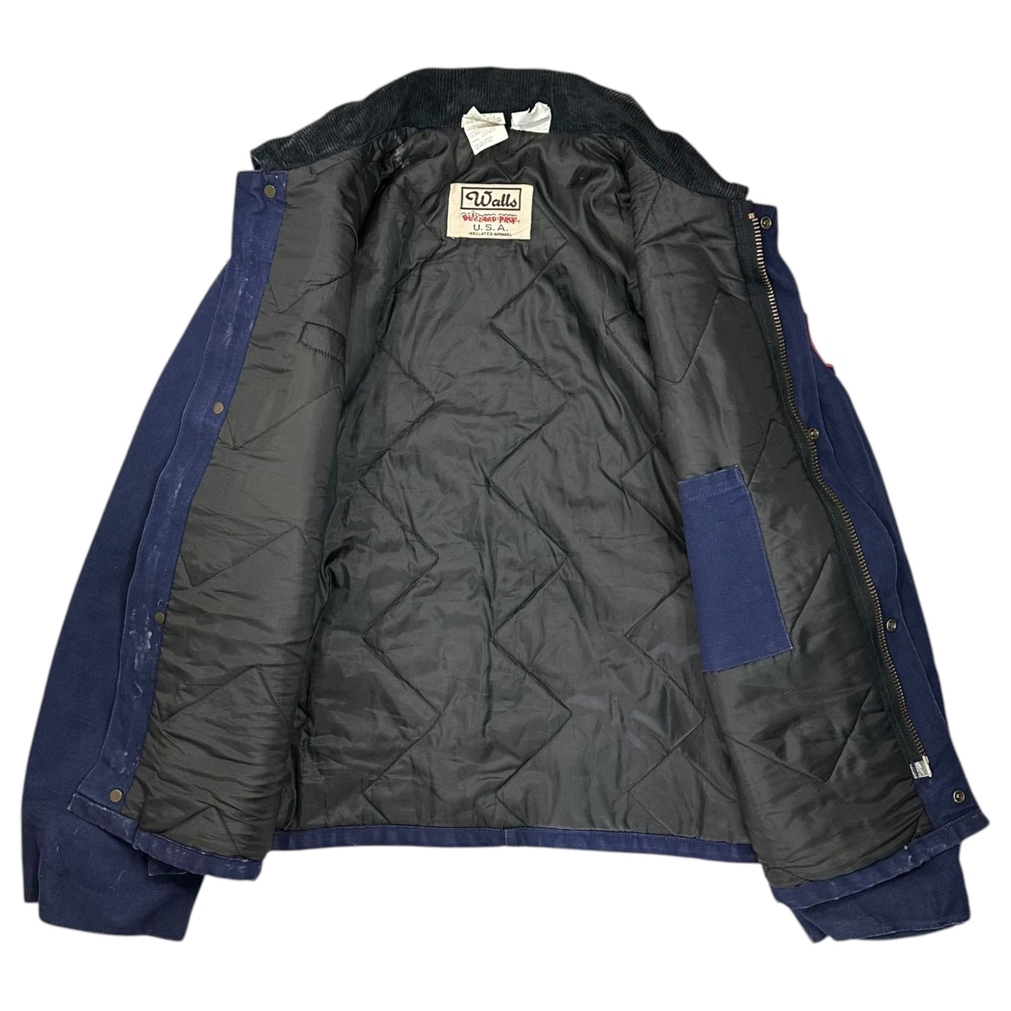 WALLS(ウォールズ) 80～90's Corduroy Color Duck Jacket コーデュロイ 襟 ダック ジャケット XL ネイビー KELLYワッペン 企業物