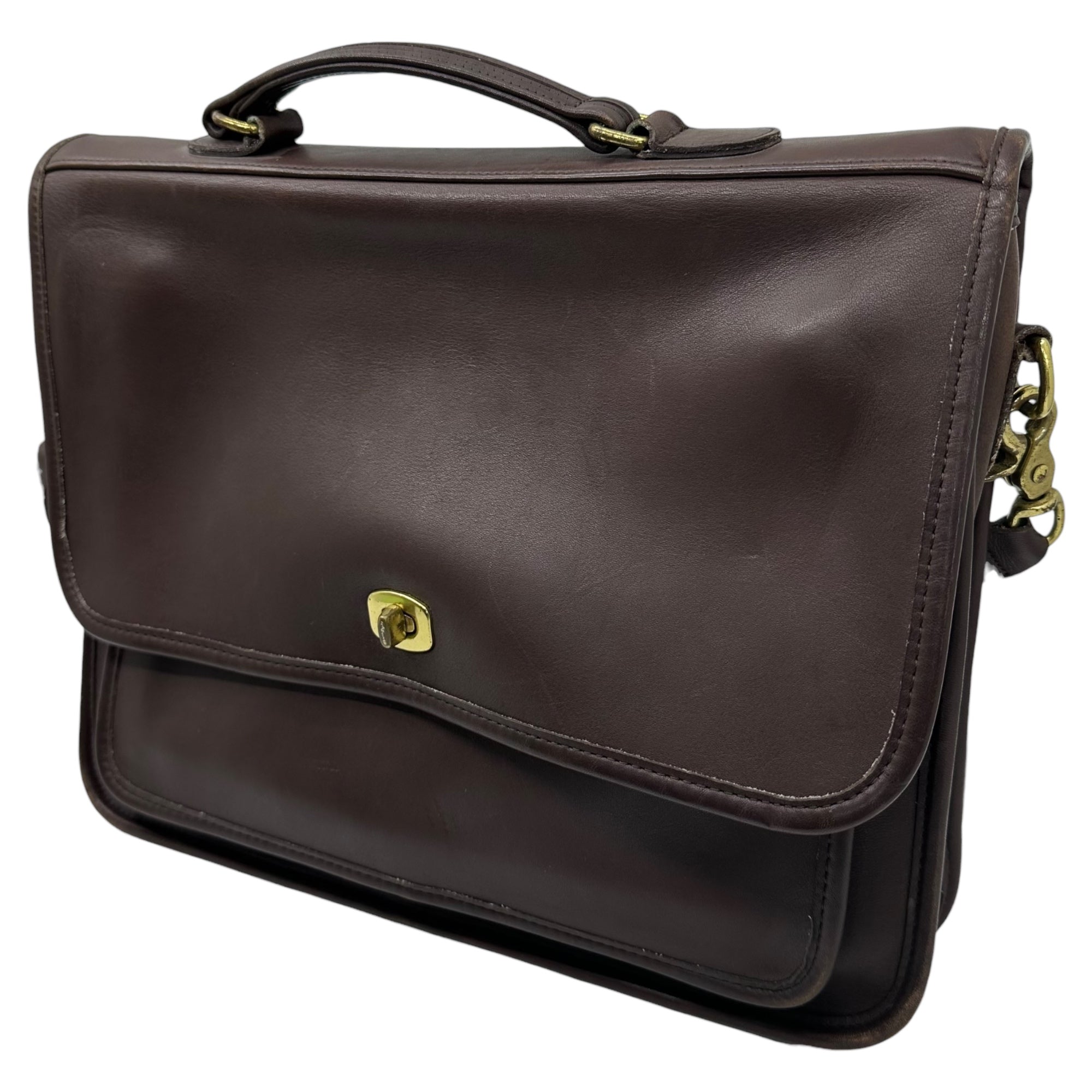 OLD COACH(オールドコーチ) Willis Turnlock Leather 2-Way briefcase ウィリス ターンロック レザー 2WAY ブリーフ ケース 5181 ブラウン ビジネス ショルダー バッグ