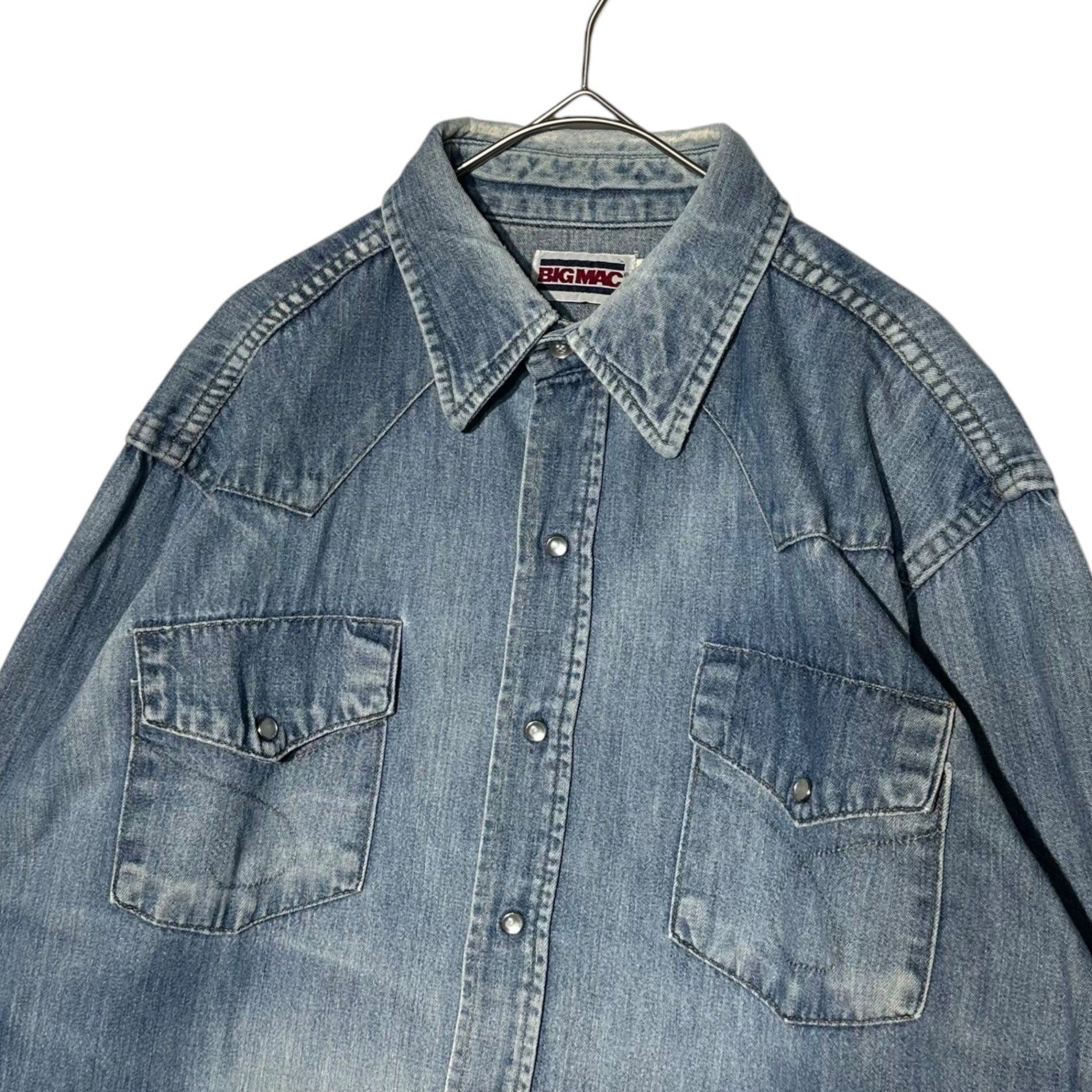 BIGMAC(ビックマック) 80's long sleeve denim western shirt 80年代 長袖 デニム ウエスタン シャツ L ライトインディゴ