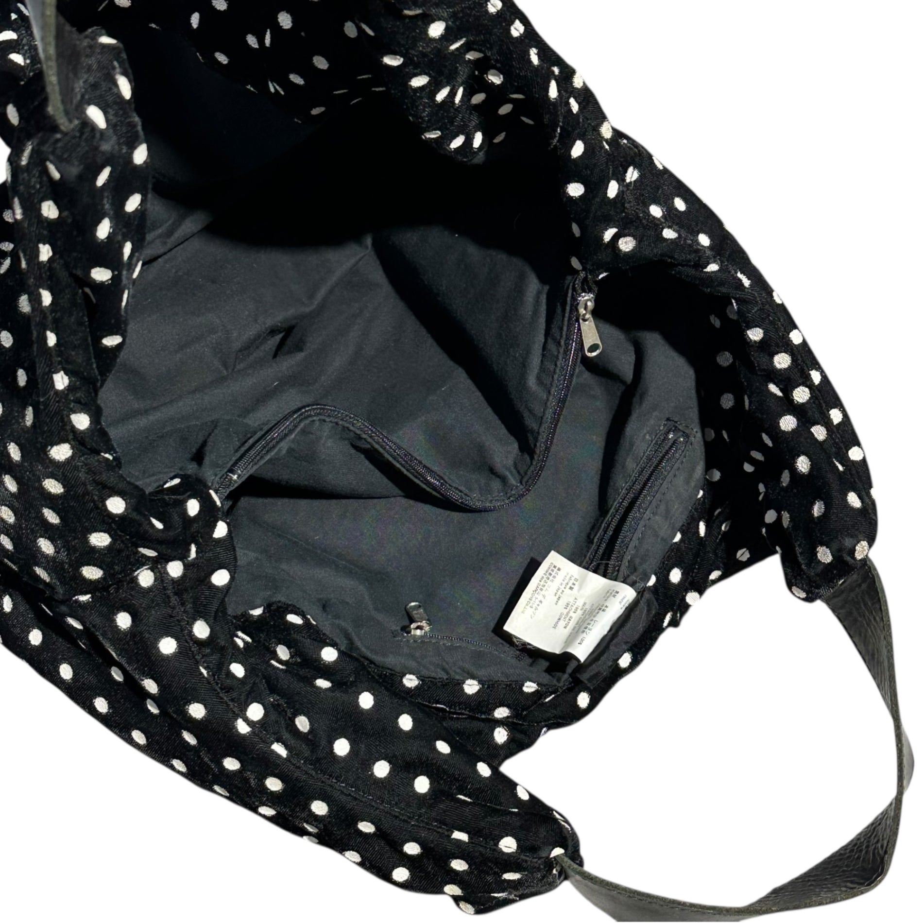 tricot COMME des GARCONS(トリココムデギャルソン) Polka Dot Velour Leather Handle Tote Bag ドット柄 ベロア レザー ハンドル トート バッグ TB-K210 ブラック×ホワイト