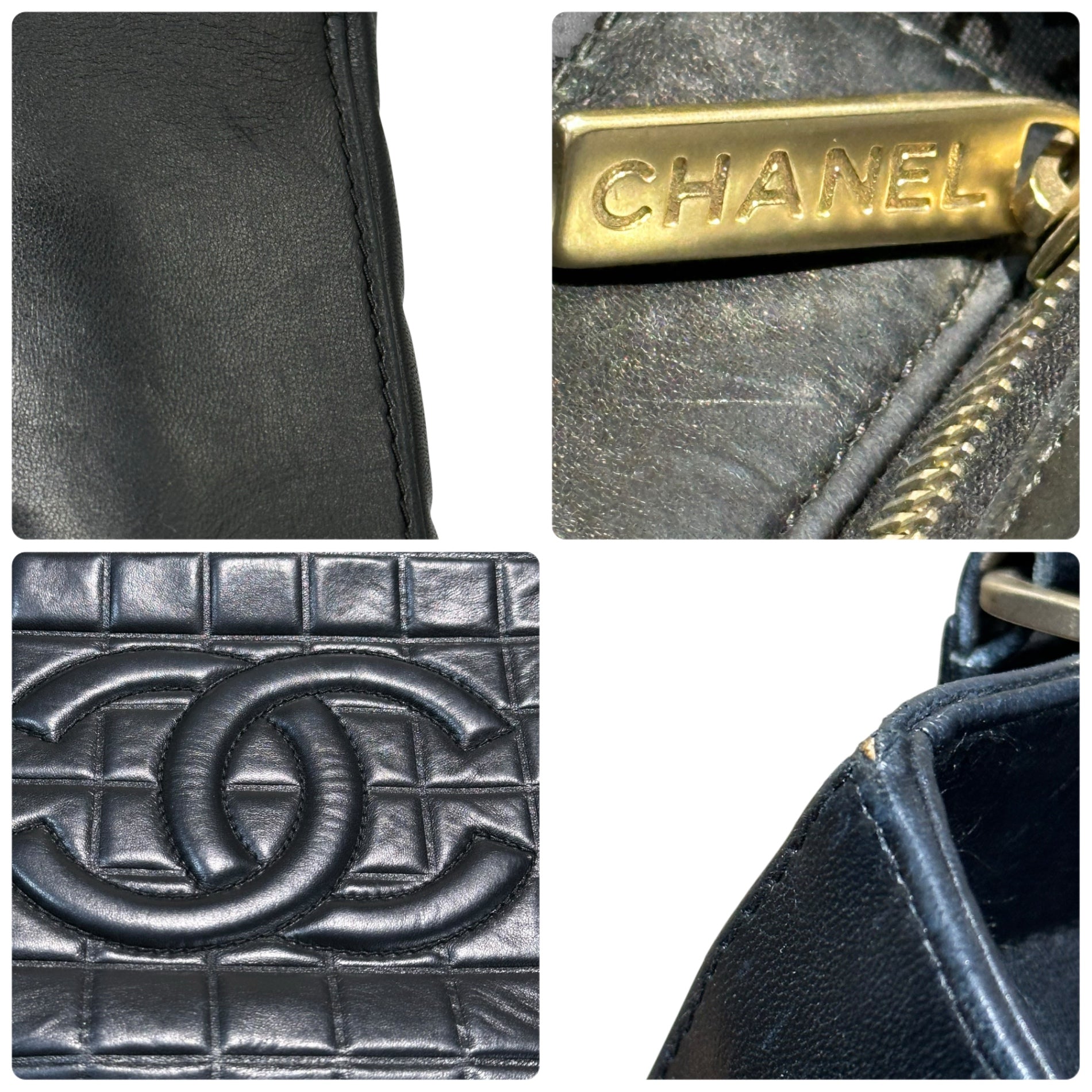 CHANEL(シャネル) 02's Vintage Chocolate Bar Stitch Lamb Leather Hand Tote Bag ヴィンテージ チョコバー ステッチ ラムレザー ハンド トートバッグ ブラック 7番台 7桁 2002年