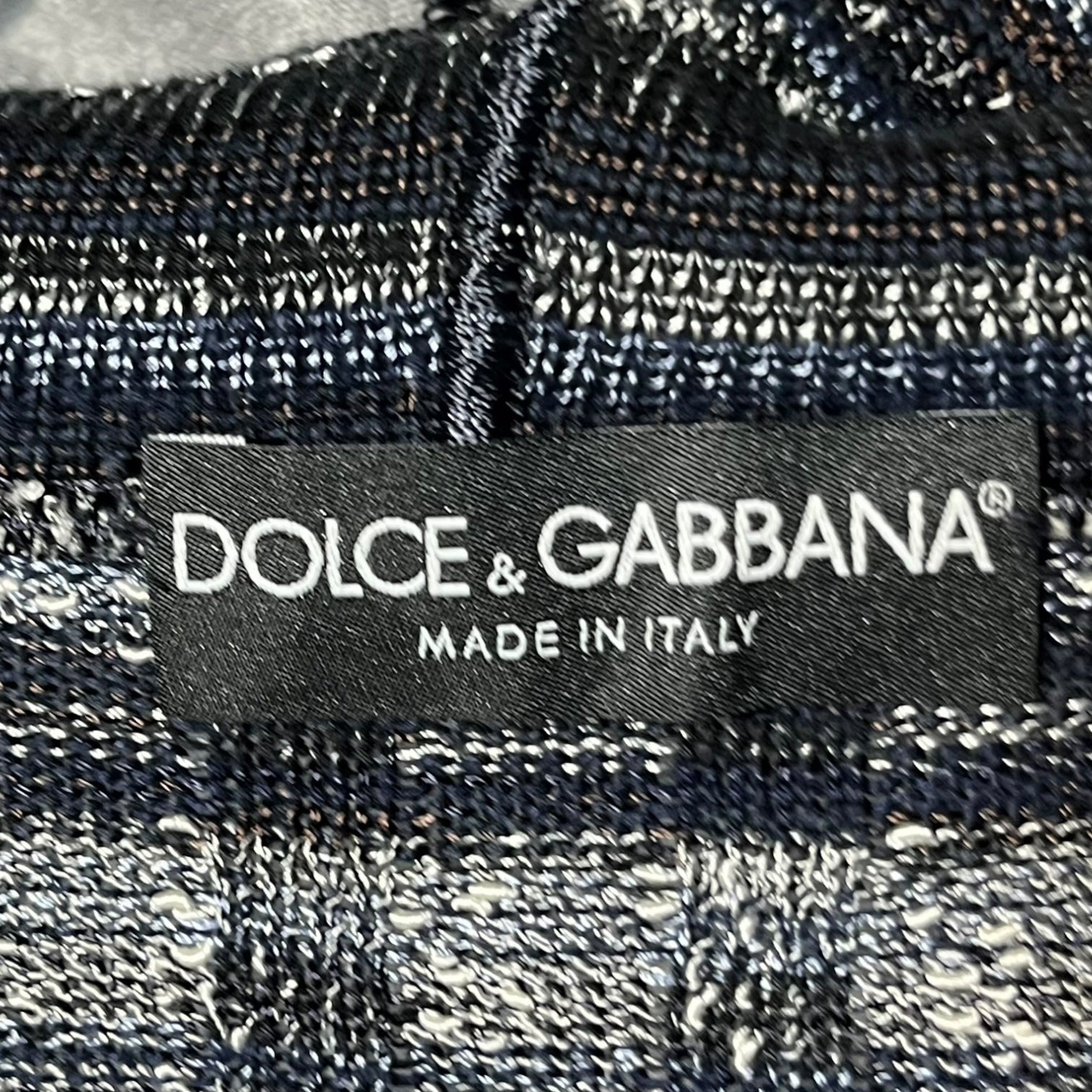 DOLCE&GABBANA(ドルチェ&ガッバーナドルガバ) 00's Knit switching chest logo plate hoodie ニット 切替 胸ロゴ プレート パーカー G7C03K/F70Y1 48 グレー×ネイビー