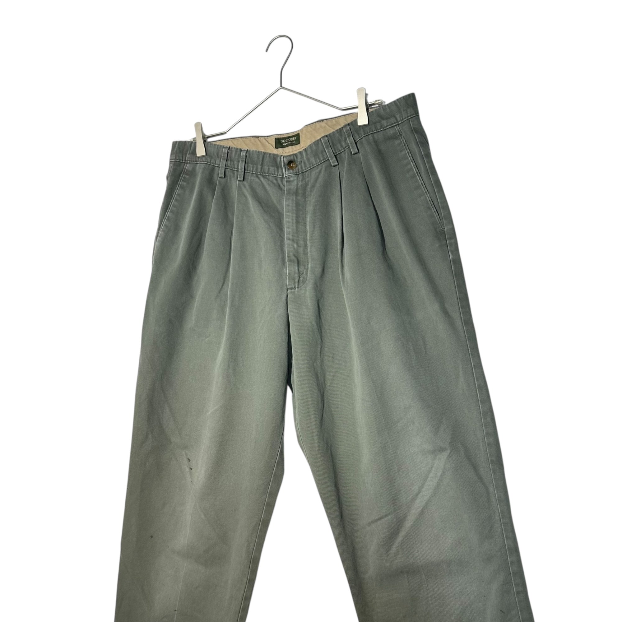 DOCKERS(ドッカーズ) 80's Vintage 2-Tuck Tapered Chino Trousers ヴィンテージ 2タック テーパード チノ トラウザー  XL スカイブルー 80年代 Levi’s チノパンライン 古着 フェード ボロ パンツ ワーク