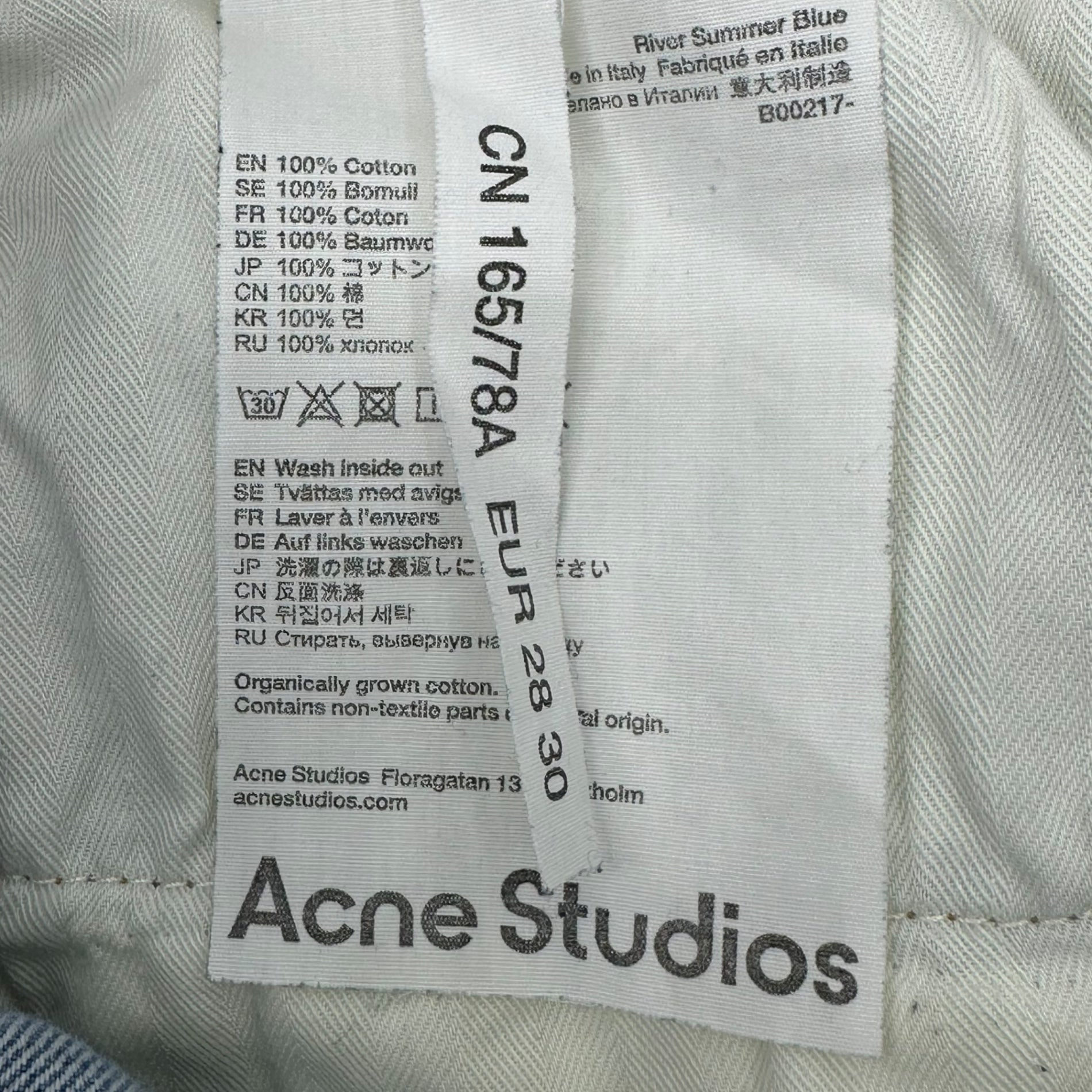 Acne Studios(アクネストゥディオズ) slim tapered jeans スリム テパード ジーンズ B00217 SIZE 28-30 ライトインディゴ