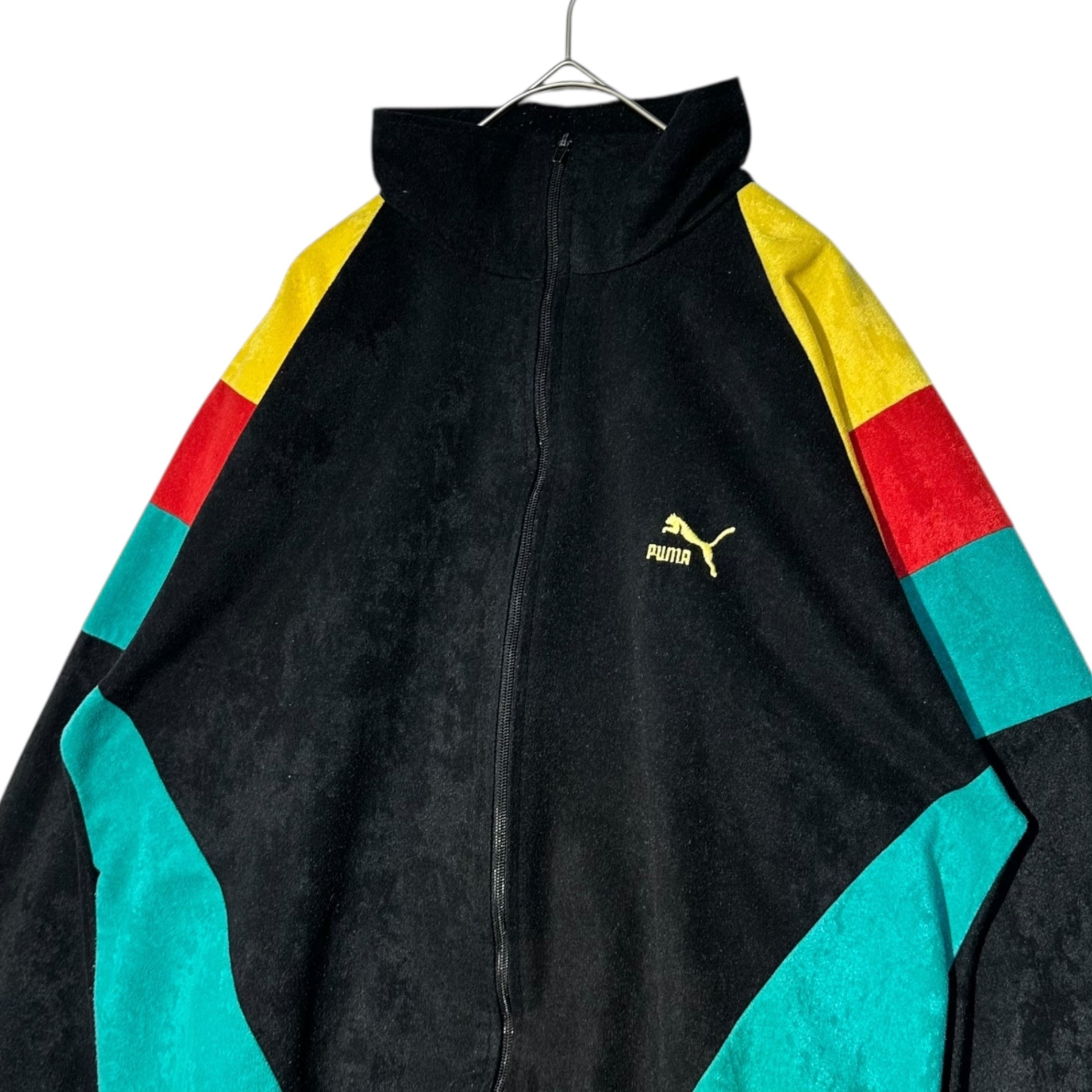 PUMA(プーマ) 70's France made Velour Track Jacket ベロア トラック ジャケット 4(L程度) ブラック 70年代 ヴィンテージ 古着