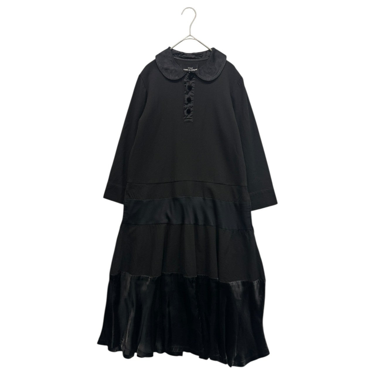 tricot COMME des GARCONS(トリココムデギャルソン) 09AW Product-dyed Mixed-fabric panel Pullover dress 製品染め 異素材切替 プルオーバー ワンピース TD-O017 M ブラック AD2009