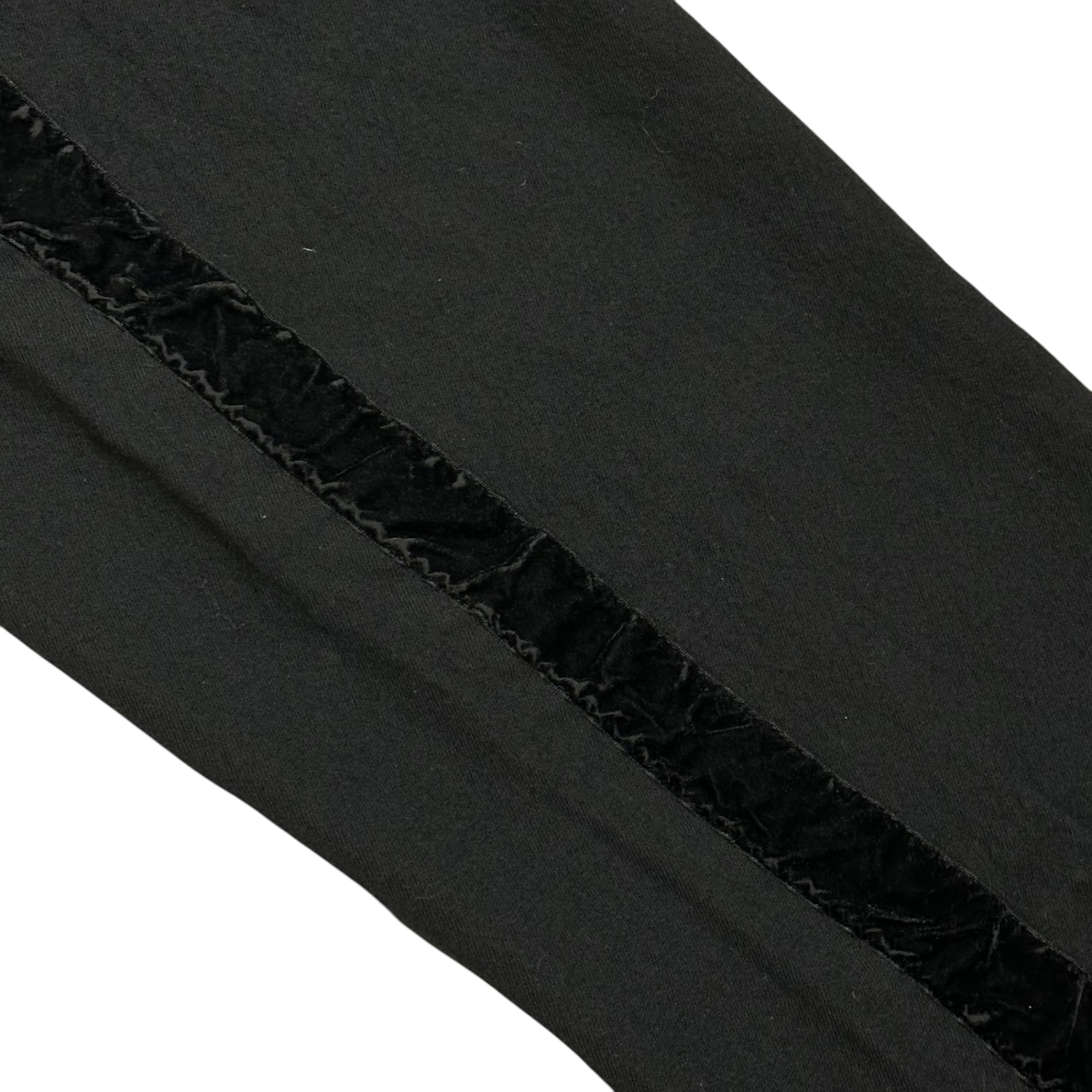 robe de chambre COMME des GARCONS(ローブドシャンブルコムデギャルソン) 1999AW Velour-Trimmed Wool Felted Wide Straight-Leg Pants ベロア サイドライン ウール 縮絨 ワイド ストレート パンツ RP-040190 FREE ブラック AD1999 90's 男性着用可能