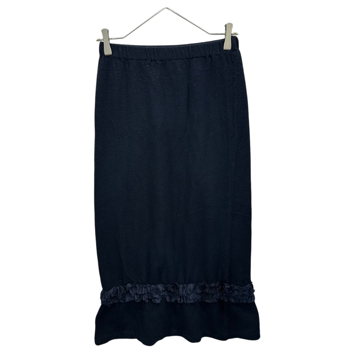 robe de chambre COMME des GARCONS(ローブドシャンブルコムデギャルソン) 1999AW Hem-Detail Piece-Dyed Long Wool Skirt 裾デザイン装飾 製品染め ロング ウール スカート RT-040370 FREE ネイビー AD1999