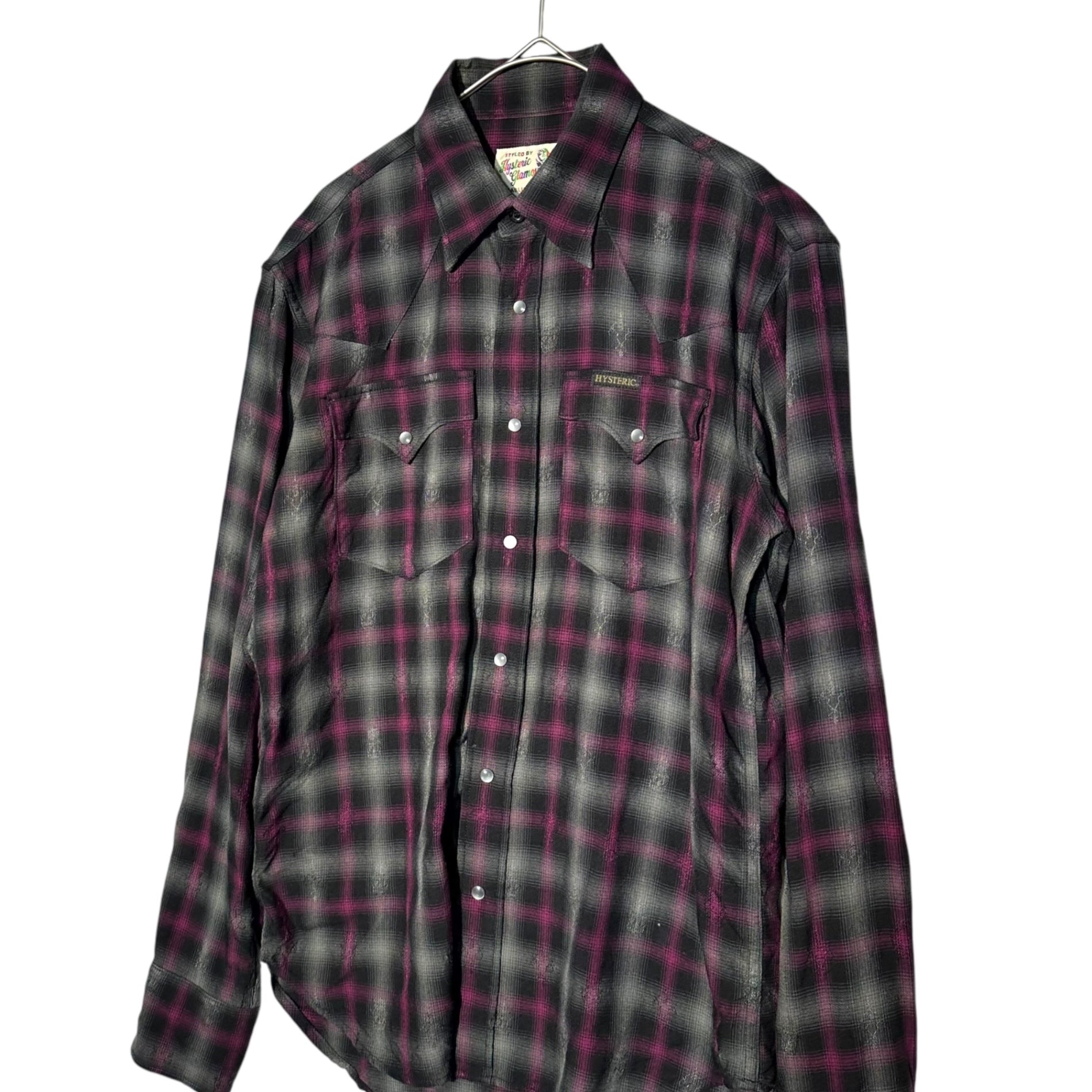 HYSTERIC GLAMOUR(ヒステリックグラマー) 17AW Long sleeve checked western shirt 長袖 チェック ウエスタン シャツ 02173AH04 S パープル