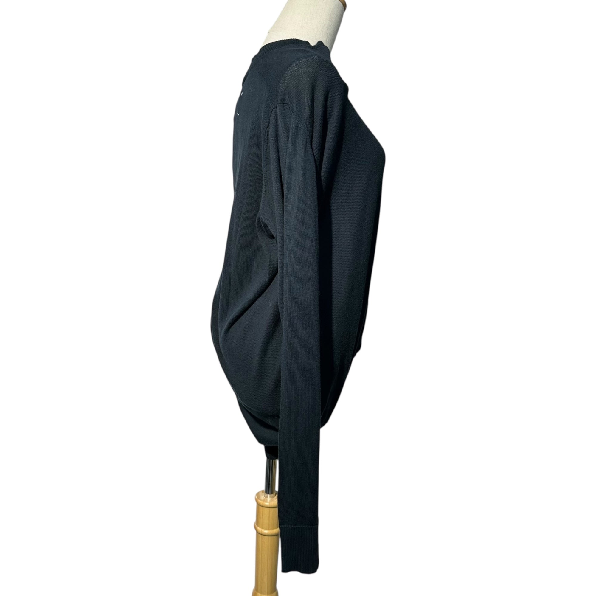 Maison Martin Margiela(メゾン マルタンマルジェラ) 05SS “Distorted” V-neck L/S knit 本人期 歪み Vネック コットン 長袖 ニット XL ネイビー 00’s アーカイブ