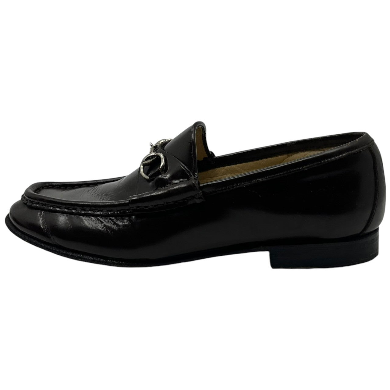 GUCCI(グッチ) Glass leather bit loafers ガラス レザー ビット ローファー 100-0255 6 1/2() ブラウン