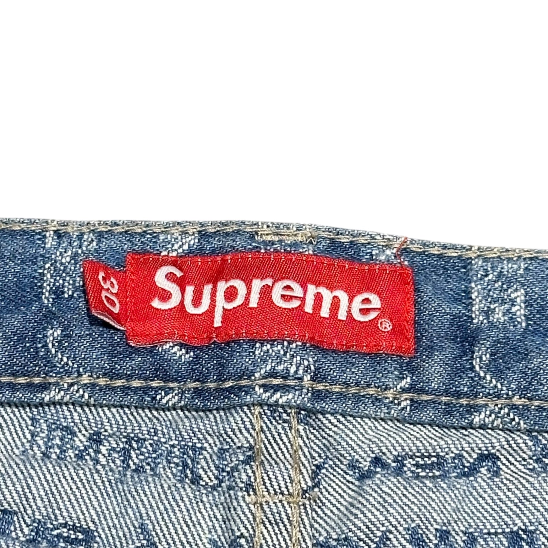 SUPREME(シュプリーム) 22AW Multi Type Jacquard Regular Jean マルチタイプ ジャカード レギュラー ジーンズ 30 ライトインディゴ 22FW ロゴ デニム パンツ