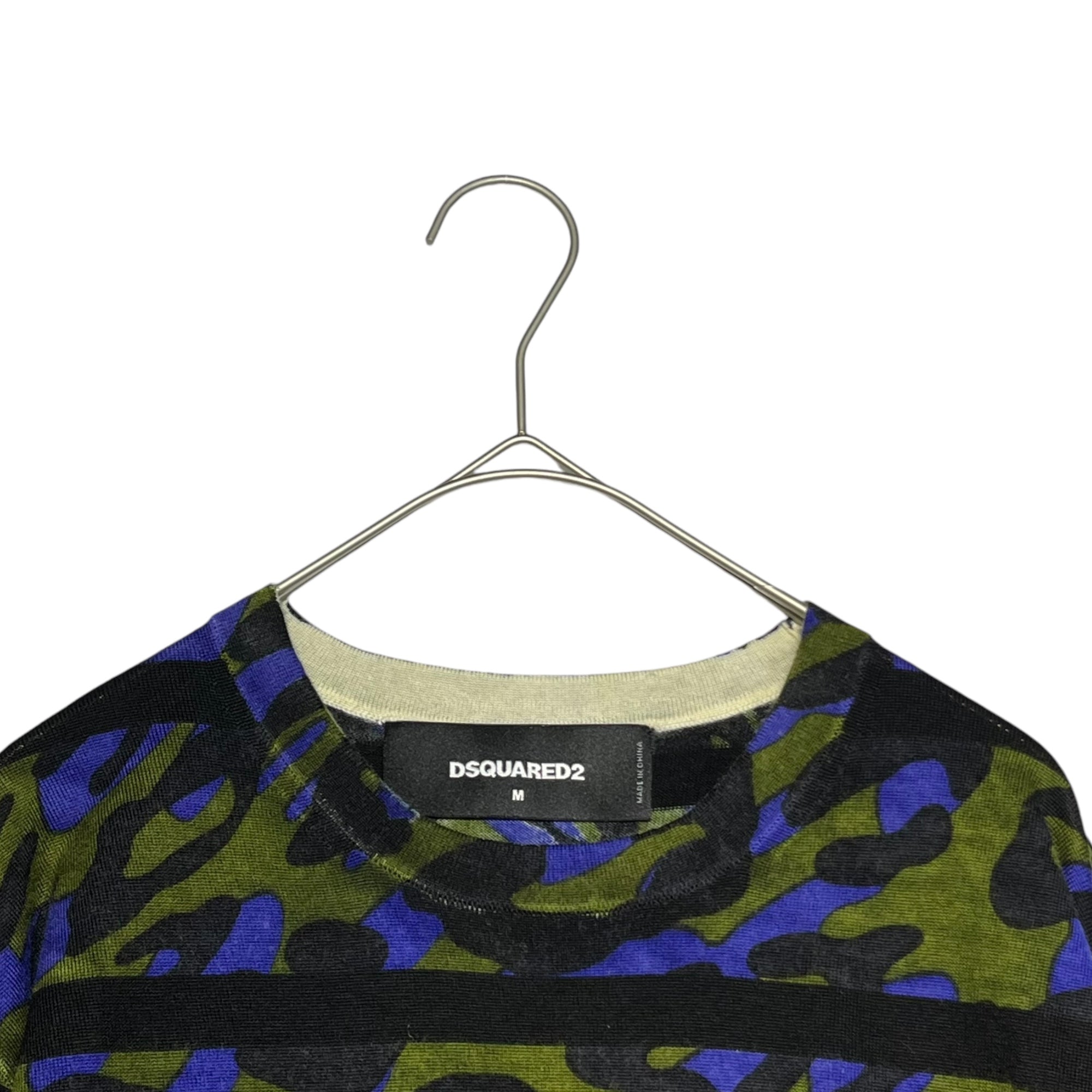 DSQUARED2(ディースクエアード) camouflage crew neck knit カモフラ クルーネック ニット S74HA0732 Ｍ カーキ×ブルー